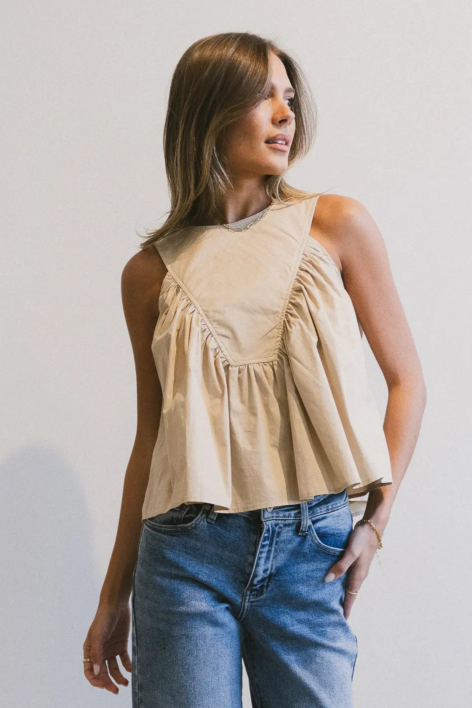 Anselle Women's Stylish Swing Blouse in Taupe - Perfect for Office Wear & Casual Outings