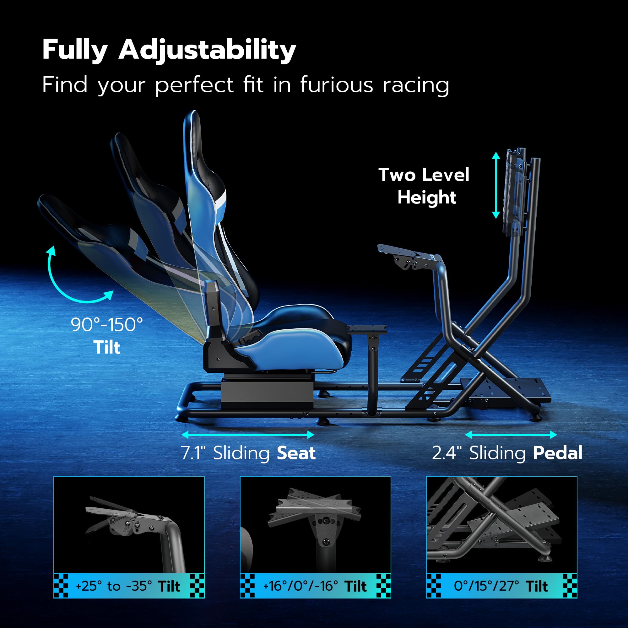 ARES WING Sim Racing Cockpit with Adjustable Monitor Mount & Seat - Compatible with Fanatec, Thrustmaster, Logitech, Moza - Perfect for PS5, PS4, Xbox & PC Racing Games - Ideal for Home Gaming Setup & Professional Esports Training