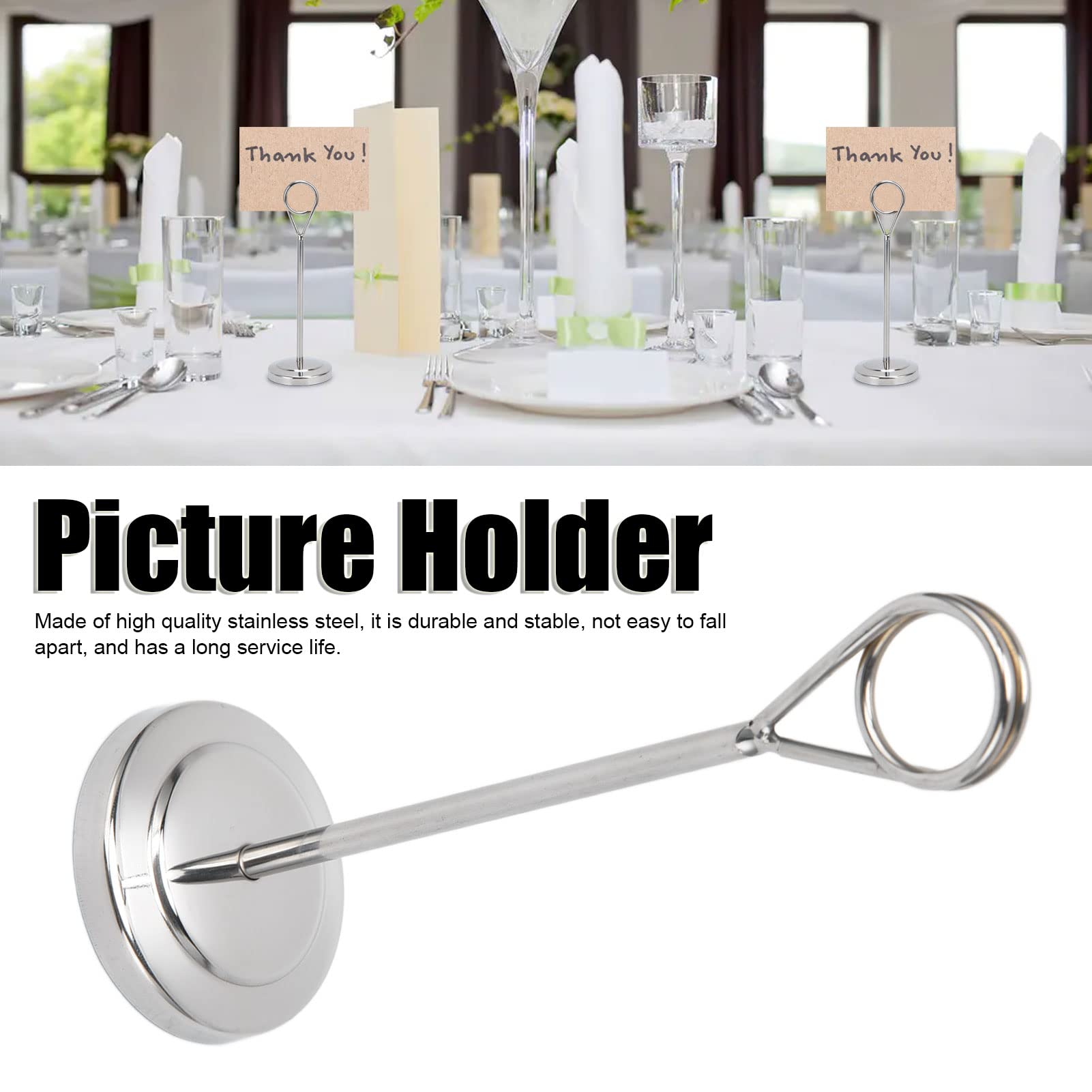Stainless Steel Table Number Holder - Round Place Card Stand for Name Cards, Photos & Menus | Perfect for Weddings, Restaurants, Hotels & Home Decor