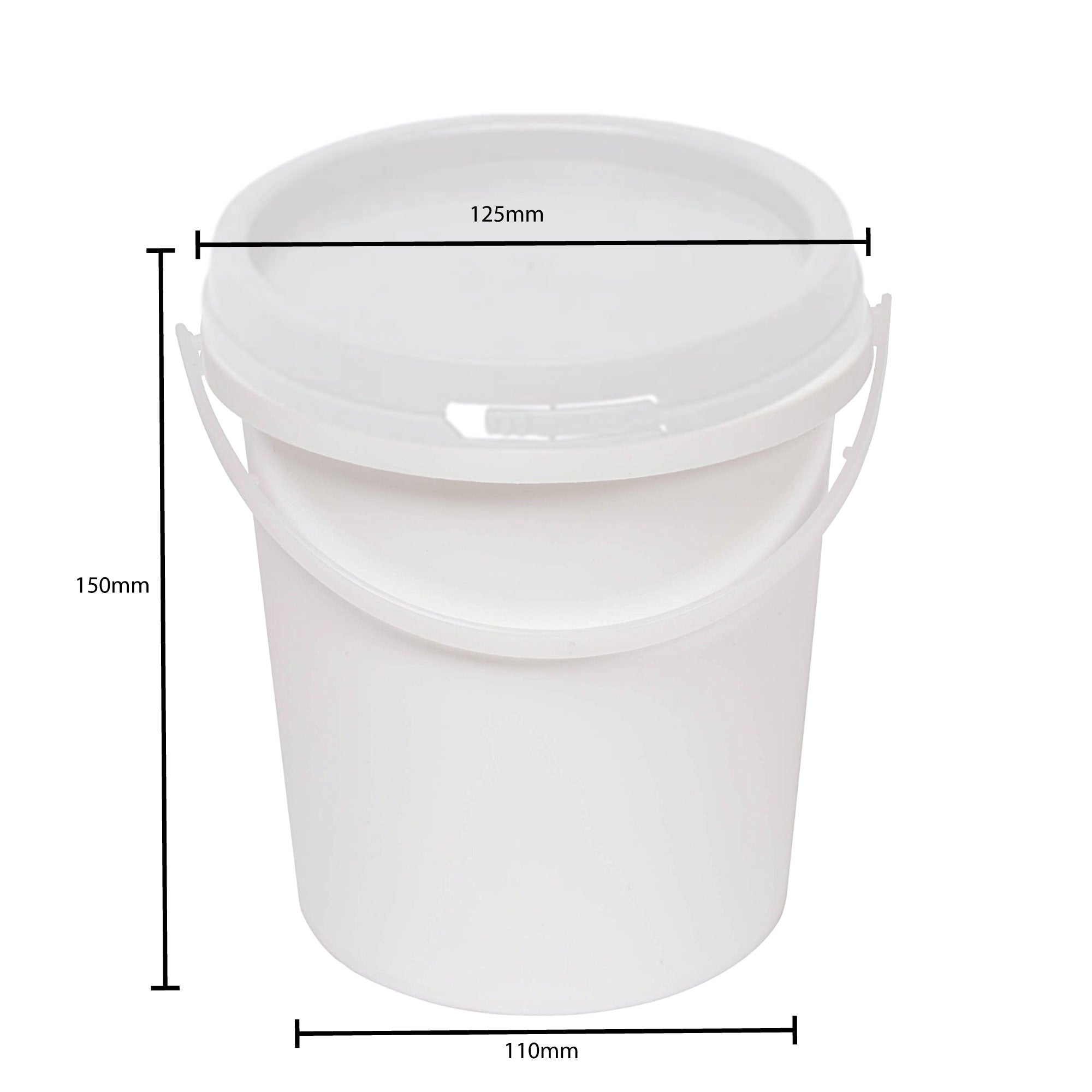 10-Pack 1.2L Food Grade Plastic Buckets with Lids - White Empty Storage Containers with Handles for Kitchen, Pantry Organization & Bulk Food Storage