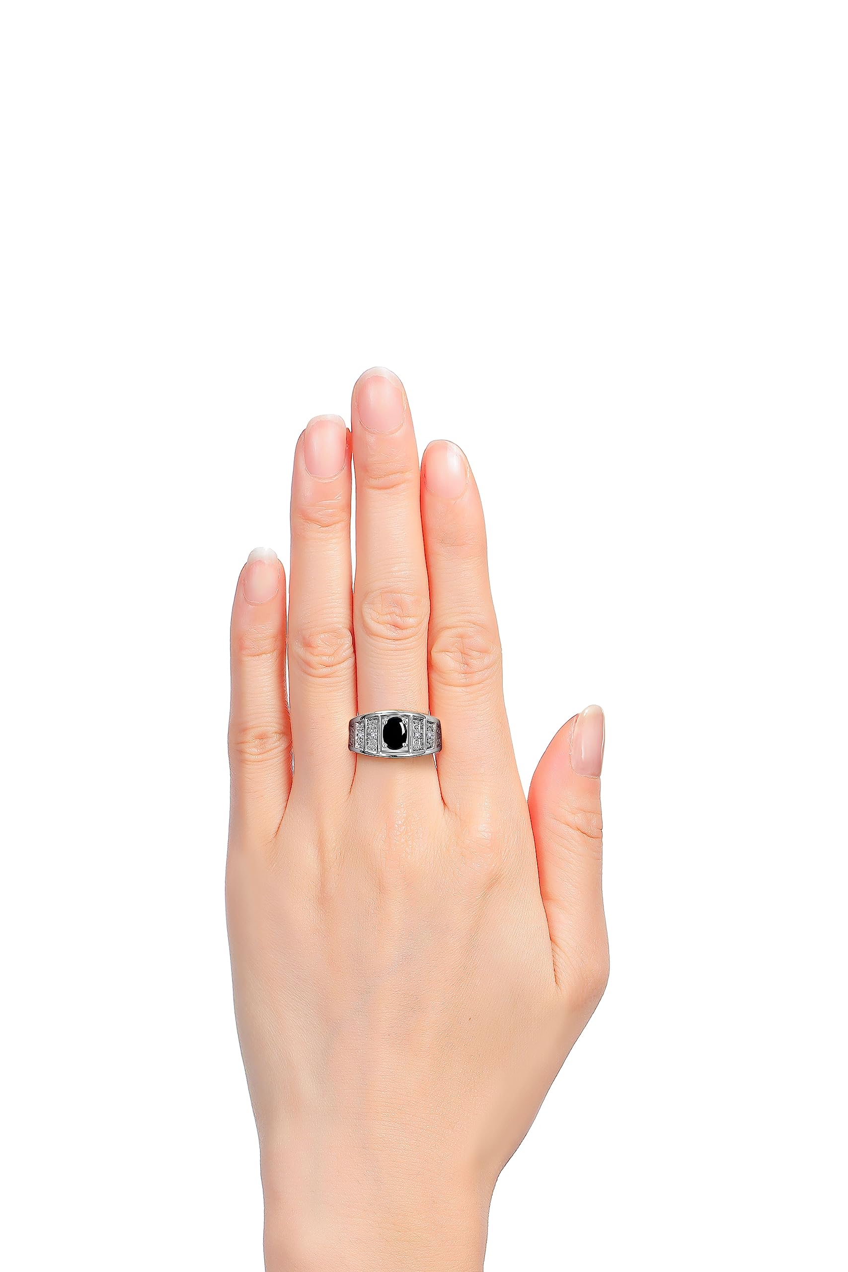 RYLOS Sterling Silver Oval Gemstone & Diamond Ring for Women - 7X5MM Birthstone Jewelry in Sizes 5-10 | Elegant Gift for Anniversary, Birthday & Everyday Wear