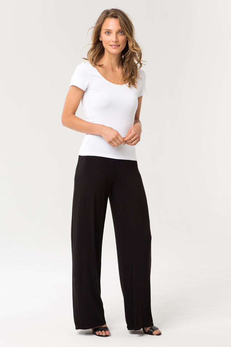 Stylish Bamboo Wide Leg Pants for Women - Comfortable Black High Waisted Lounge Pants | Perfect for Yoga, Travel & Casual Wear