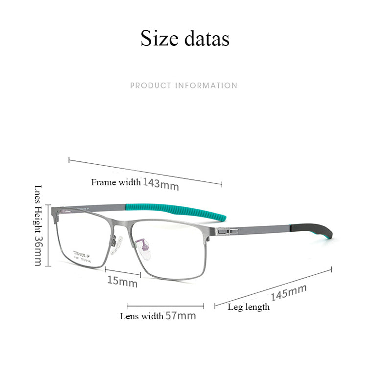 Bclear Men's Full Rim Square Titanium Frame Eyeglasses BSF1981 - Lightweight Durable Glasses for Work, Reading & Daily Wear