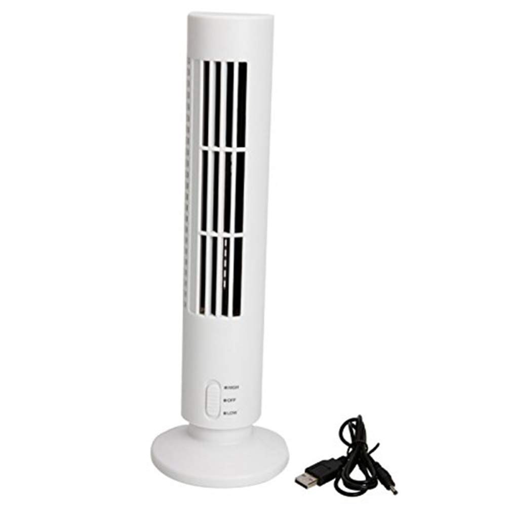 Portable Small Tower Fan - Quiet Cooling Desk Fan for Home, Office & Bedroom | Adjustable Standing Fan for Tabletop & Desktop Use | White