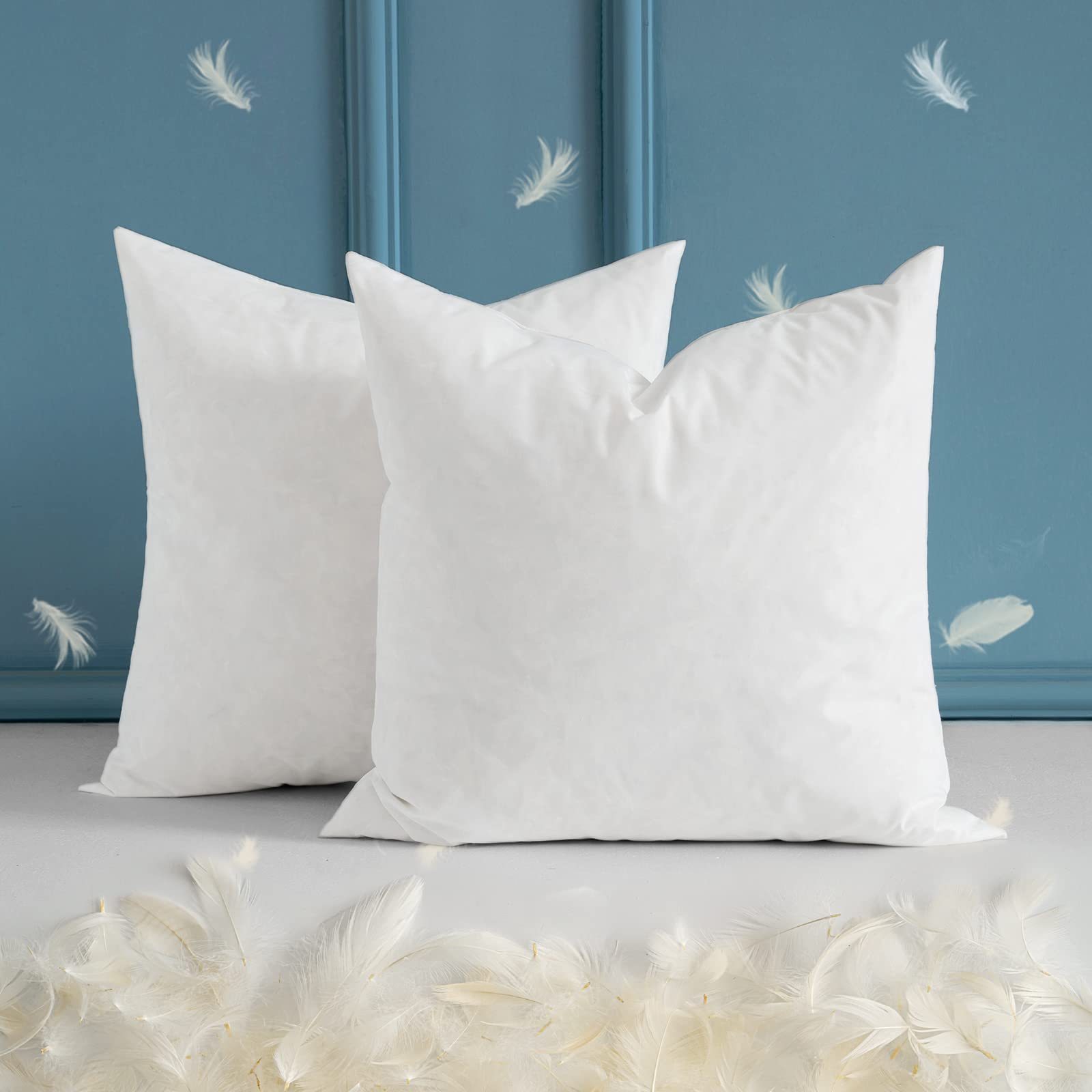 MIULEE Set of 2 20x20 Inch Down Feather Throw Pillow Inserts - Soft Cotton Square Decorative Cushions for Sofa, Couch & Living Room - Perfect for Home Decor, Cozy Reading Nook and Bedroom Accent