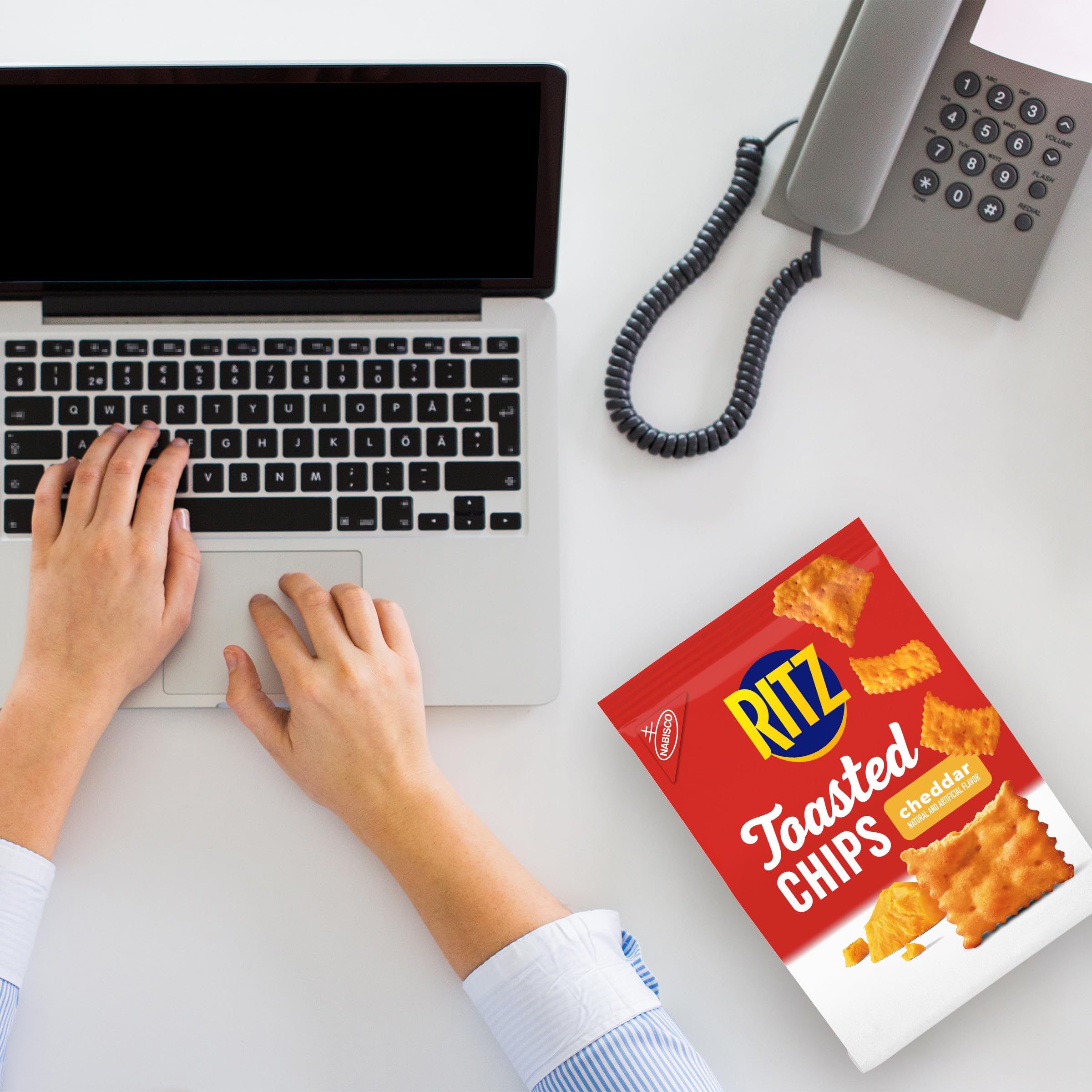 RITZ Toasted Chips Cheddar Cheese Crackers - 8.1 oz Party Snacks Pack - Perfect for Game Nights, Picnics & Office Snacking