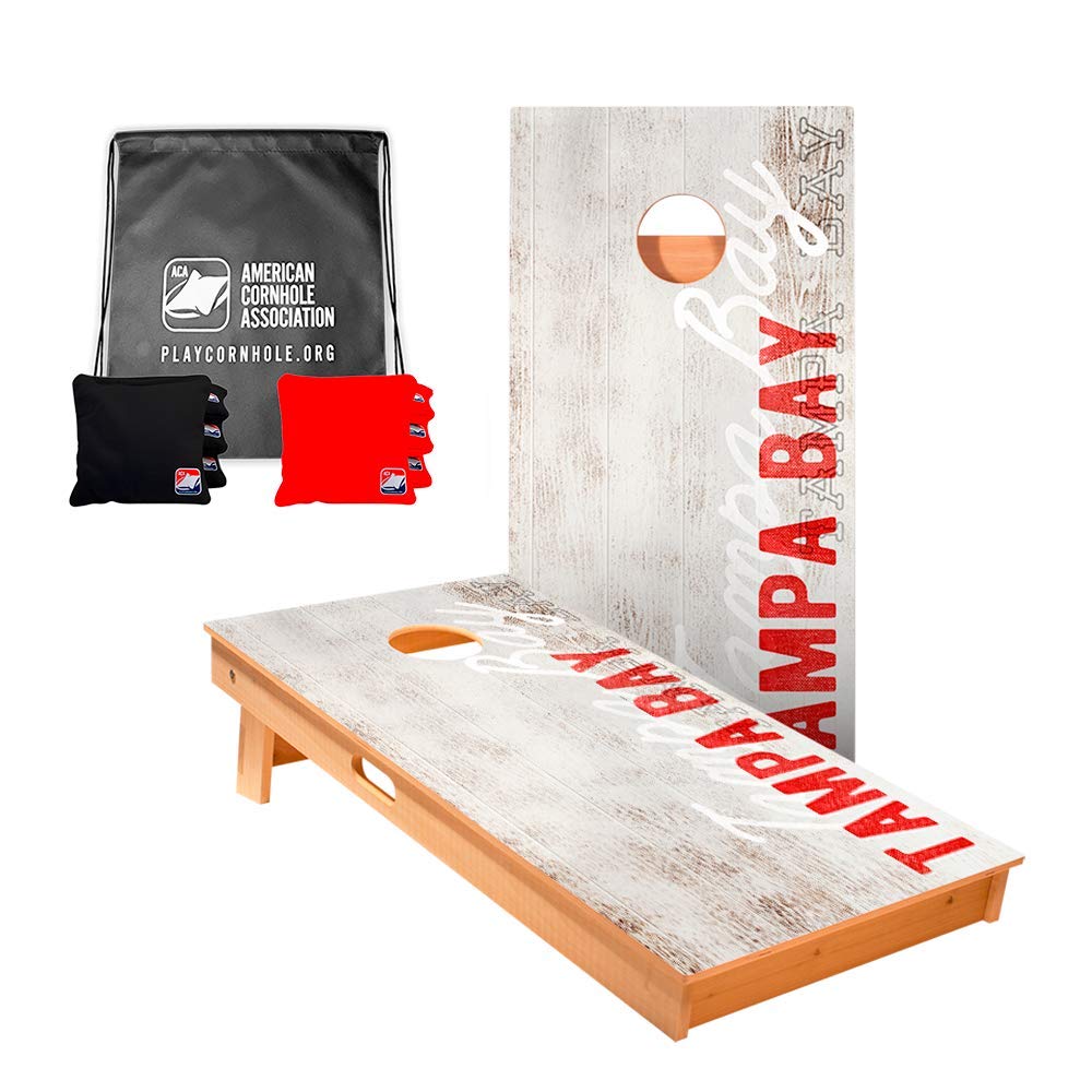 ACA American Cornhole Association Star State Professional Cornhole Boards Set with 8 Corn-Filled Bags & Nylon Carry Tote - Regulation Size for Backyard, Tailgating, and Outdoor Parties