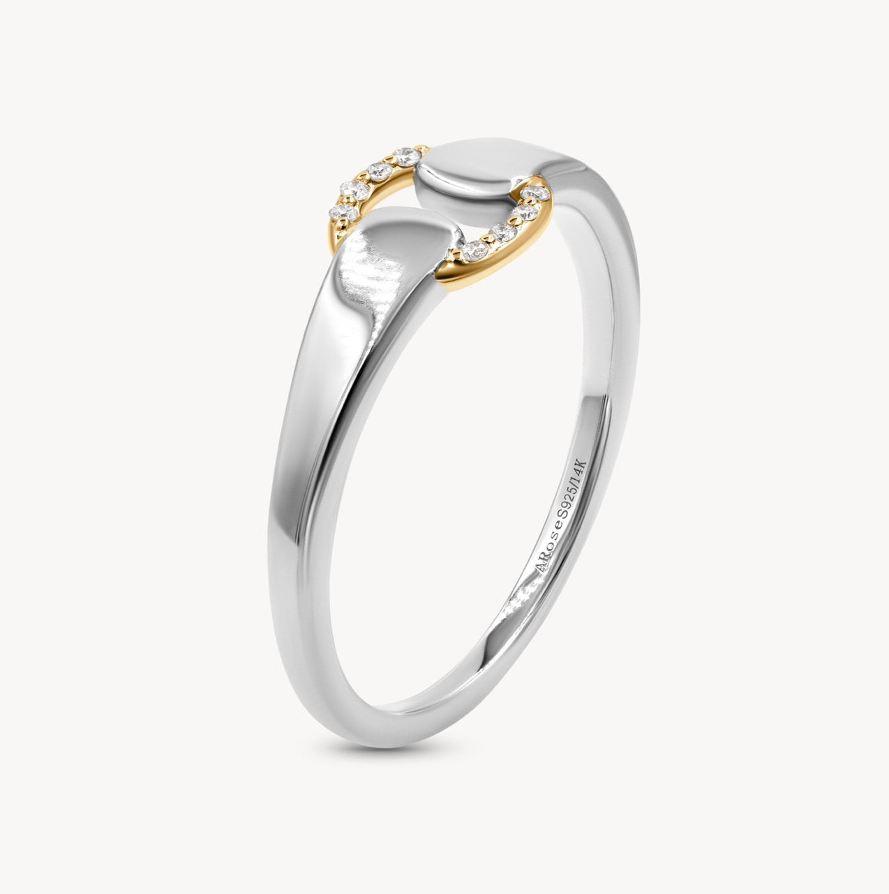 Mixed Metal Diamond Buckle Ring for Women - Elegant Stackable Jewelry for Everyday Wear, Anniversary Gifts & Special Occasions