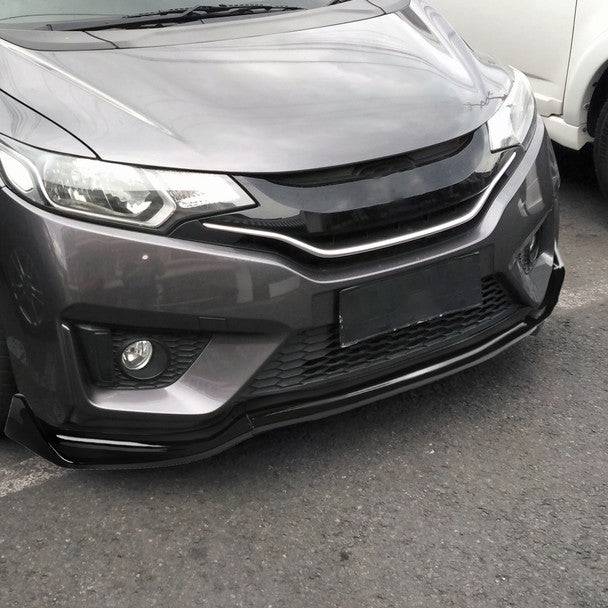 2014-2017 Honda Fit Front Bumper Lip - Glossy Black Polyurethane 3-Piece Splitter - Enhances Aerodynamics & Sporty Look for Street Racing & Car Shows
