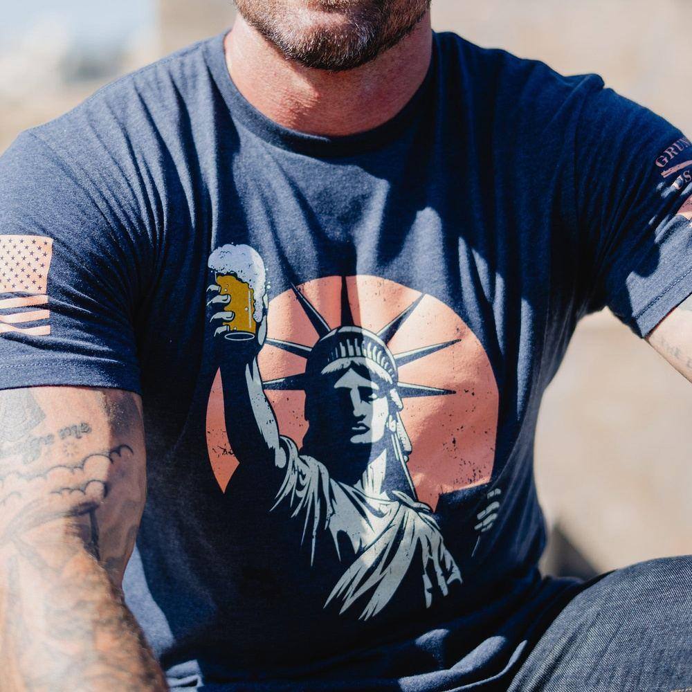 Toast To Freedom T-Shirt - Midnight Navy - Comfortable Cotton Tee for Casual Wear & Patriotic Events