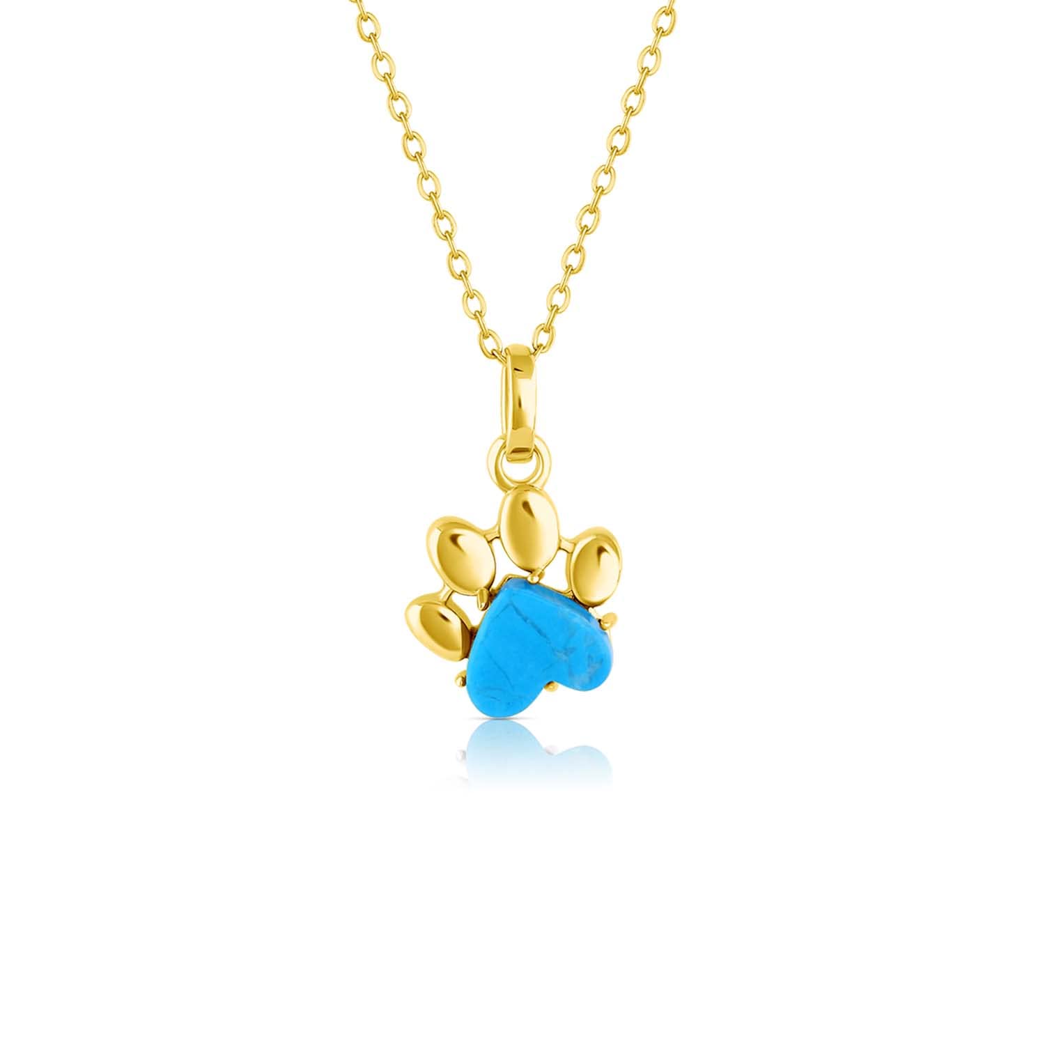 Turquoise Heart-Shaped Paw Print Charm Necklace for Women - Perfect Gift for Pet Lovers & Animal Enthusiasts | Ideal for Birthdays, Anniversaries & Everyday Wear