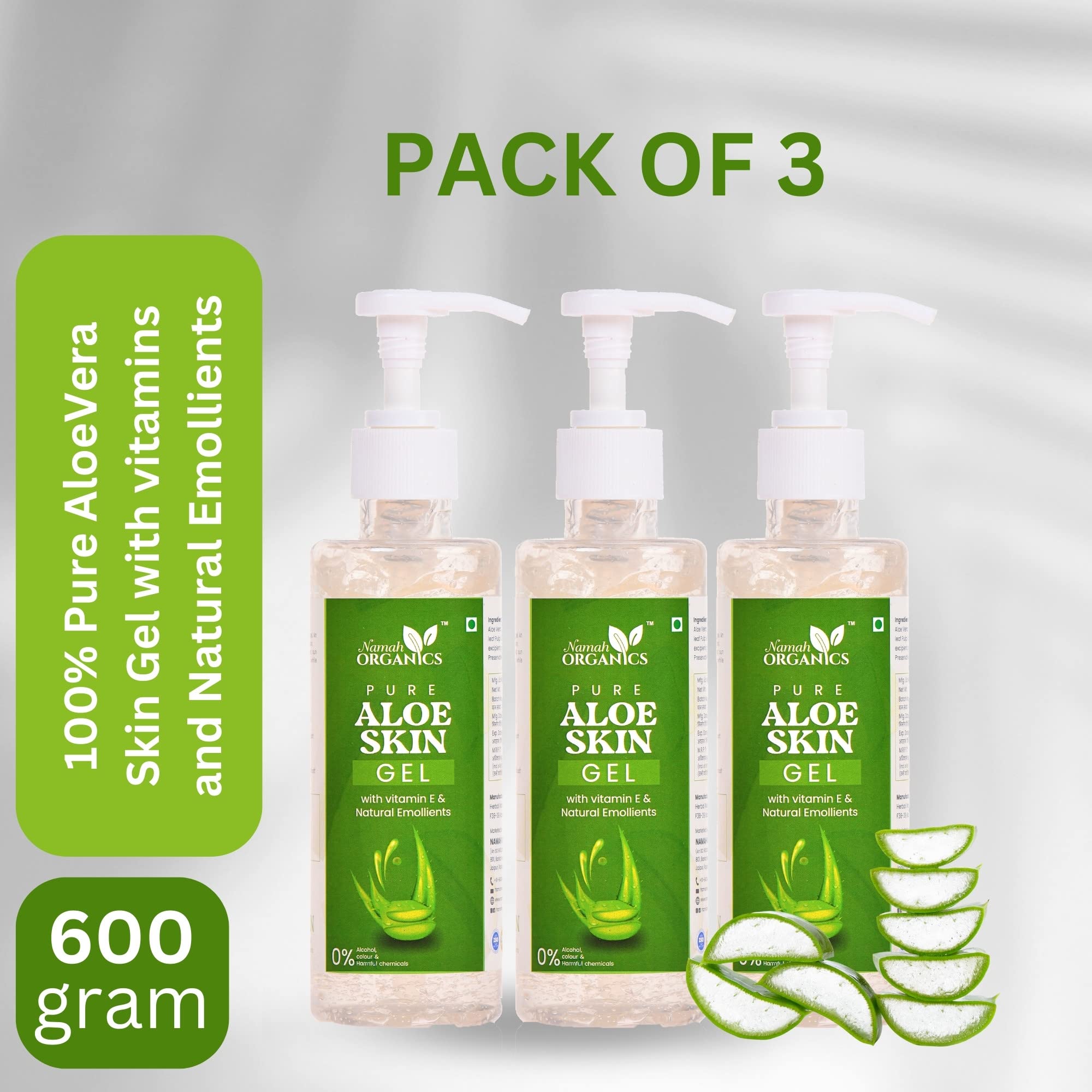 Organic Aloe Vera Gel for Skin & Hair Care - 400g (Pack of 2) | Hydrating Moisturizer, Sunburn Relief, Scalp Treatment | Perfect for Daily Skincare & After-Sun Care