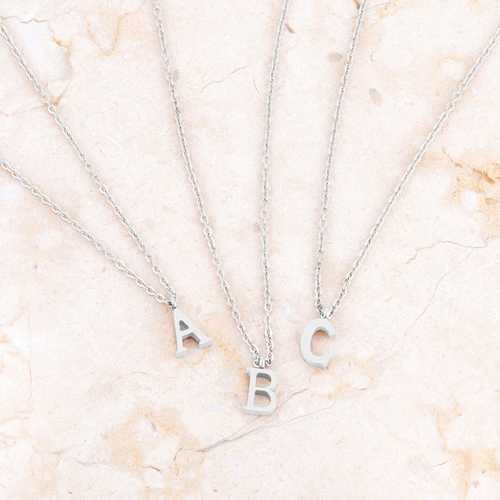 Elaina Rhodium Plated Stainless Steel Initial Necklace - Personalized H Letter Pendant Jewelry for Women, Gift for Her, Birthday, Anniversary, Valentine's Day