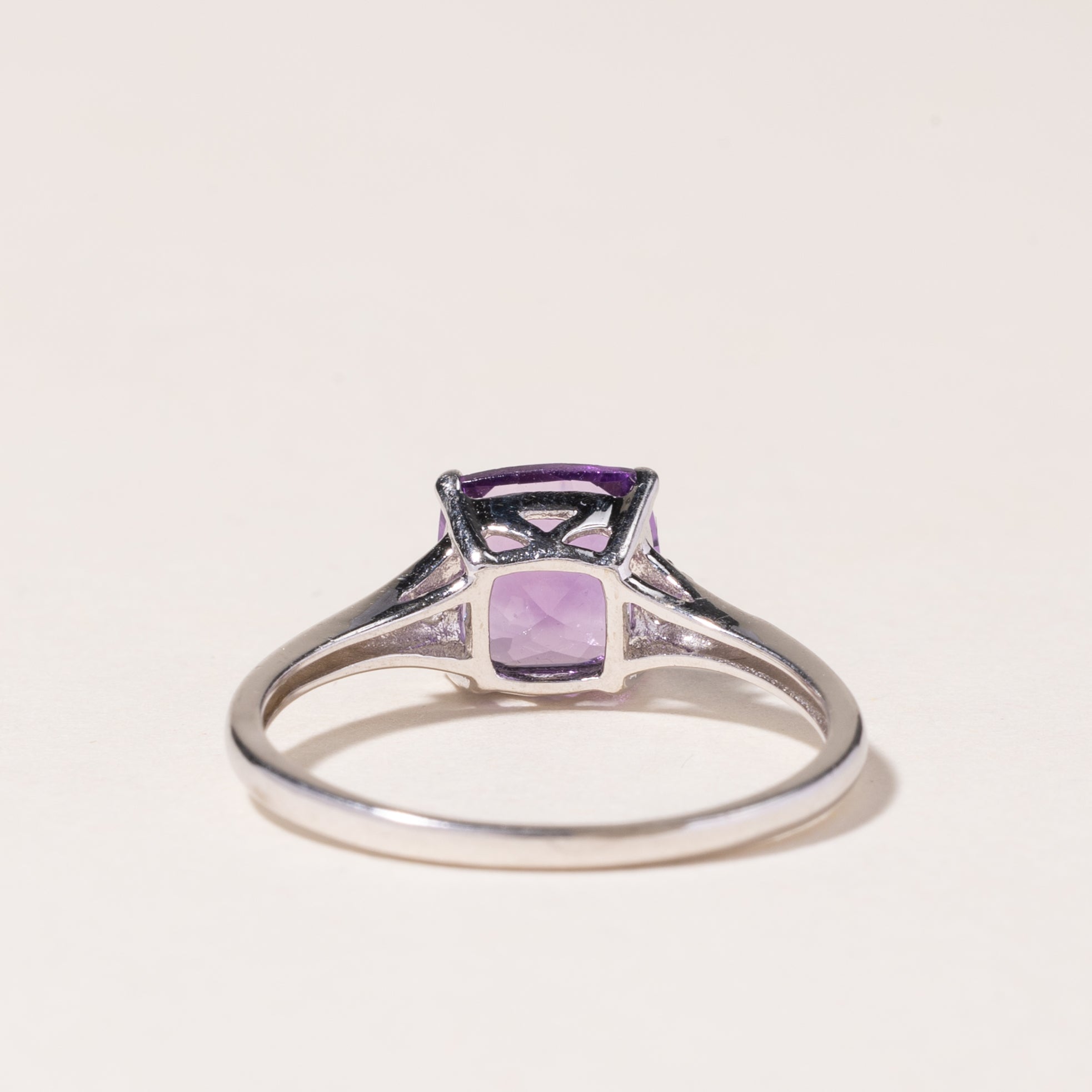 10K White Gold Amethyst and Diamond Ring - 1.37ct Amethyst with 0.54ctw Diamonds - Size 6.75 - Elegant Jewelry for Women, Perfect for Engagement, Anniversary or Gift Giving