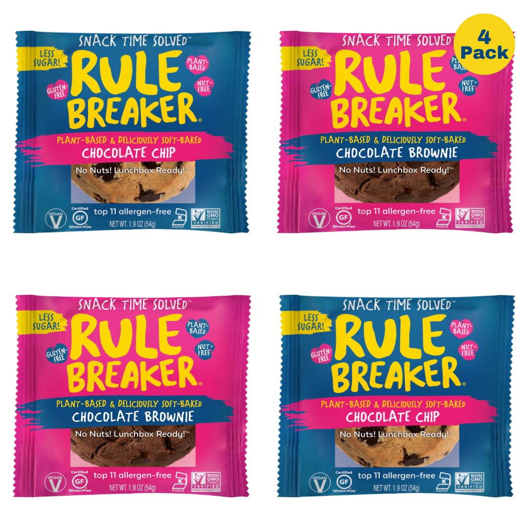 Rule Breaker Snacks Brownie Blondie Variety Pack - Vegan, Gluten-Free, Nut-Free, Top 11 Allergen-Free Healthy Desserts | Perfect for School Lunches, Office Snacks & Allergy-Friendly Treats