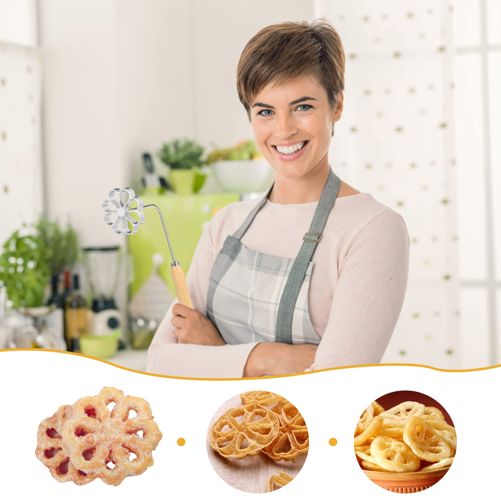 Premium Flower Rosette Iron Waffle Molds Set - Lotus Cookie Pastry Maker with Handle for Desserts, Biscuits, Cakes & Waffles | Perfect for Home Baking, Party Treats & Holiday Cookie Decorating