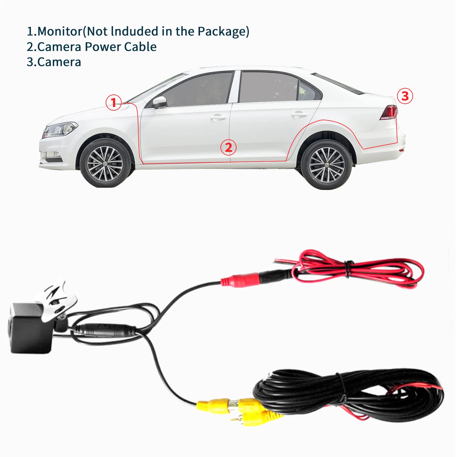 SCUMAXCON Universal Car Backup Camera - 170° Wide Angle AHD Rear View Reverse Camera with Night Vision & Waterproof for Android Car Stereo - Perfect for Safe Parking & Night Driving
