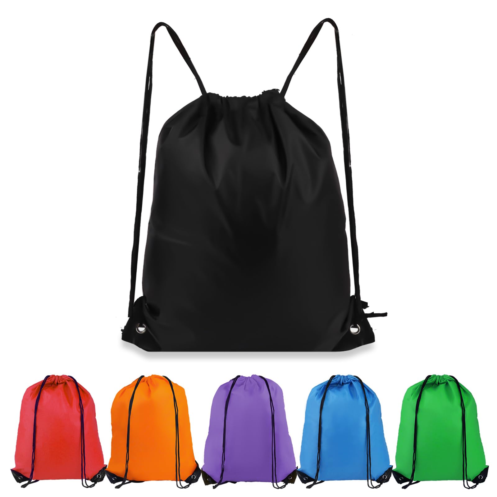 6 Pack Drawstring Backpack - Lightweight & Durable Sports Gym Bag for Travel, Swimming, Beach - Bulk Draw String Bags in 6 Colors (Perfect for School, Workout, Camping & Outdoor Activities)