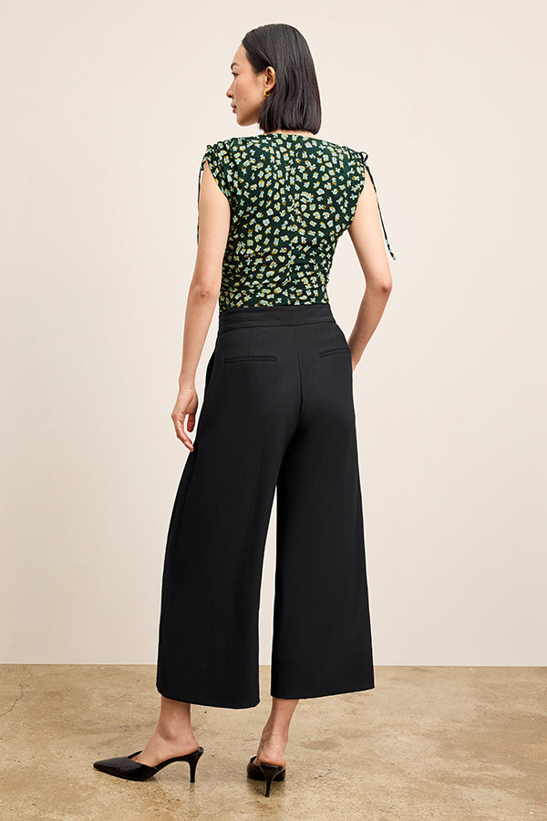 Eco-Friendly Soft Wave Culottes for Women - Comfortable & Stylish Black High Waist Palazzo Pants - Perfect for Casual Wear, Office & Travel
