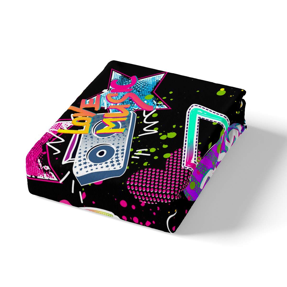 Feelyou Note Music Themed Bedding Set for Kids & Teens - Stylish Gradient Rock Music Print Twin Size 2-Piece Fitted Sheet Set - Perfect for Boys & Girls Bedrooms, Dorm Rooms & Music Lovers