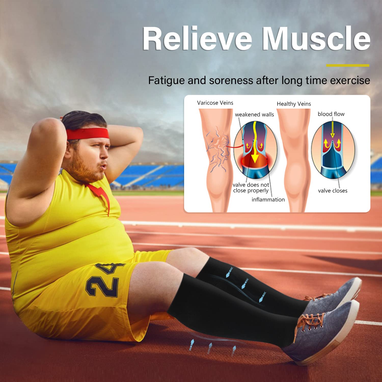 3 Pairs Diu Life Plus Size Compression Socks for Women & Men - Wide Calf Knee High Support Socks for Circulation - Perfect for Travel, Running & Nursing