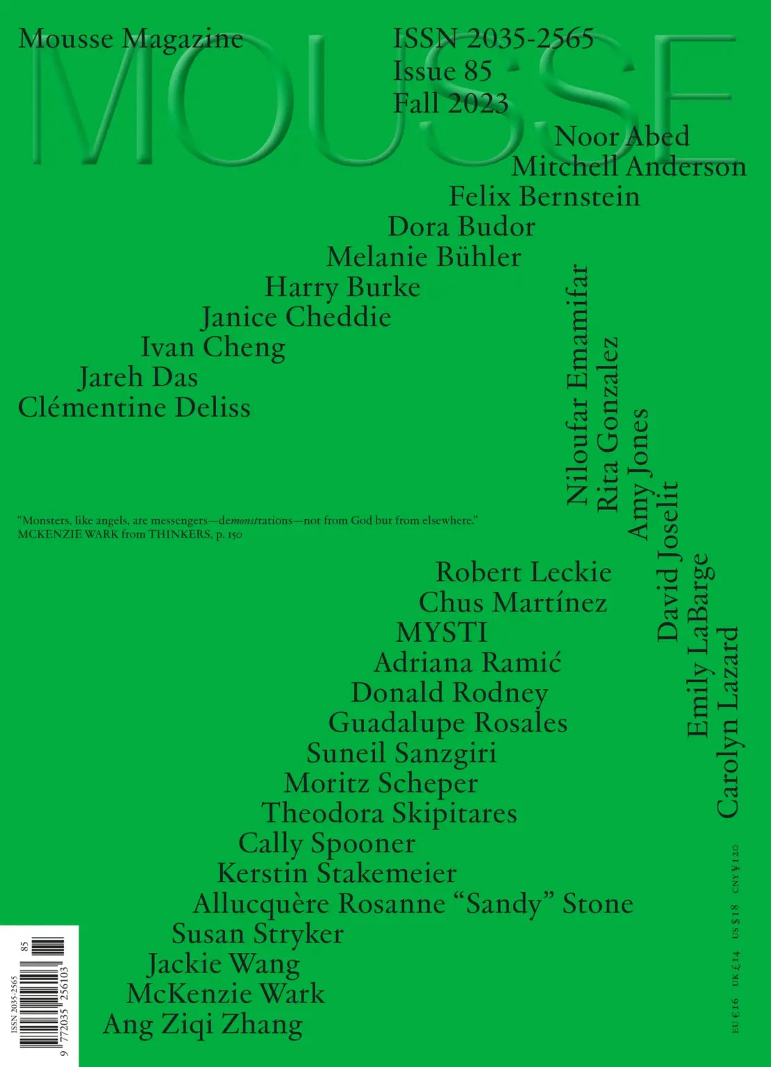 Mousse Magazine Issue 85 - Contemporary Art & Culture Publication | Perfect for Art Collectors, Curators & Design Enthusiasts