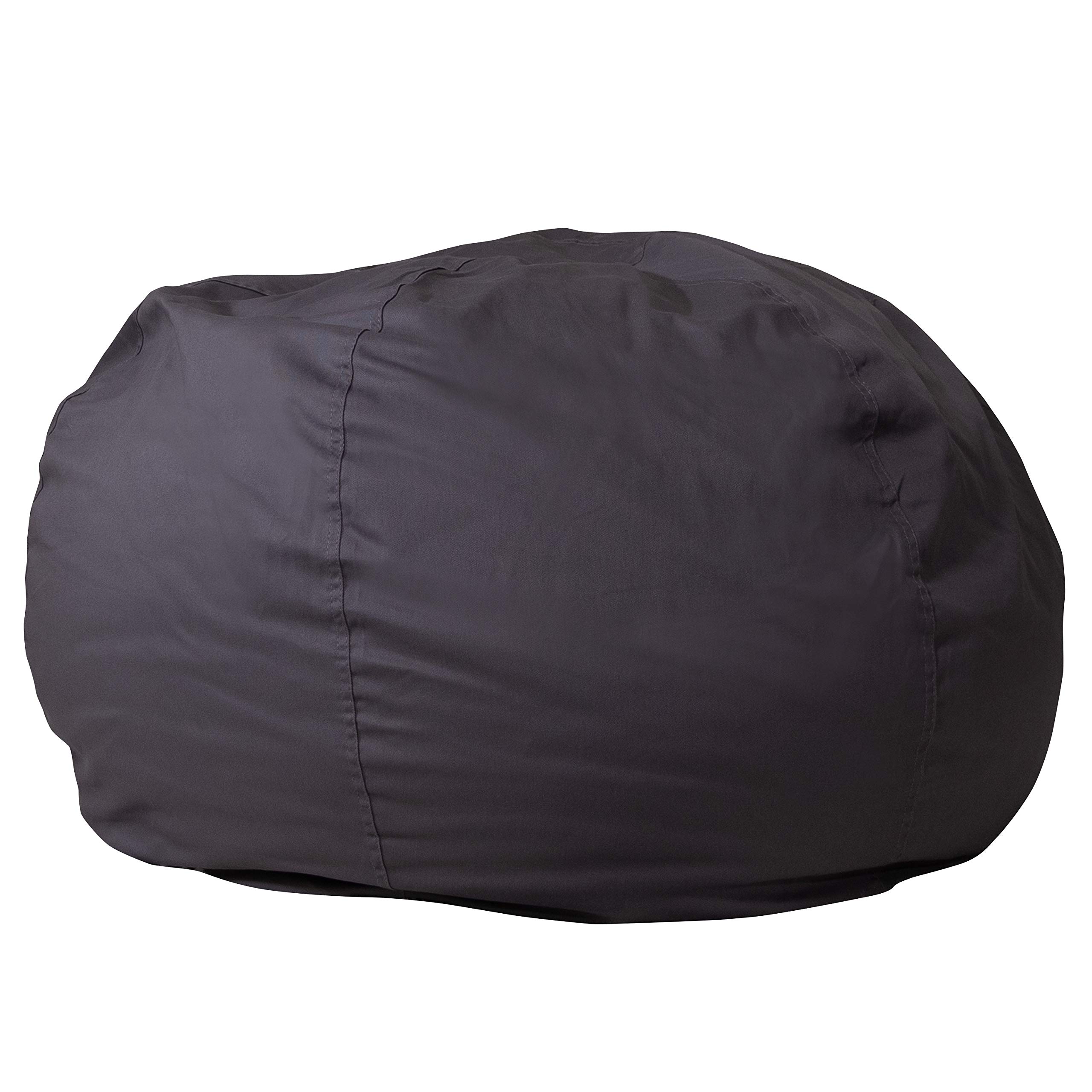 Emma & Oliver Oversized Solid Gray Bean Bag Chair - Large Comfortable Lounger for Kids, Teens & Adults - Perfect for Living Room, Bedroom, Dorm & Game Room Relaxation