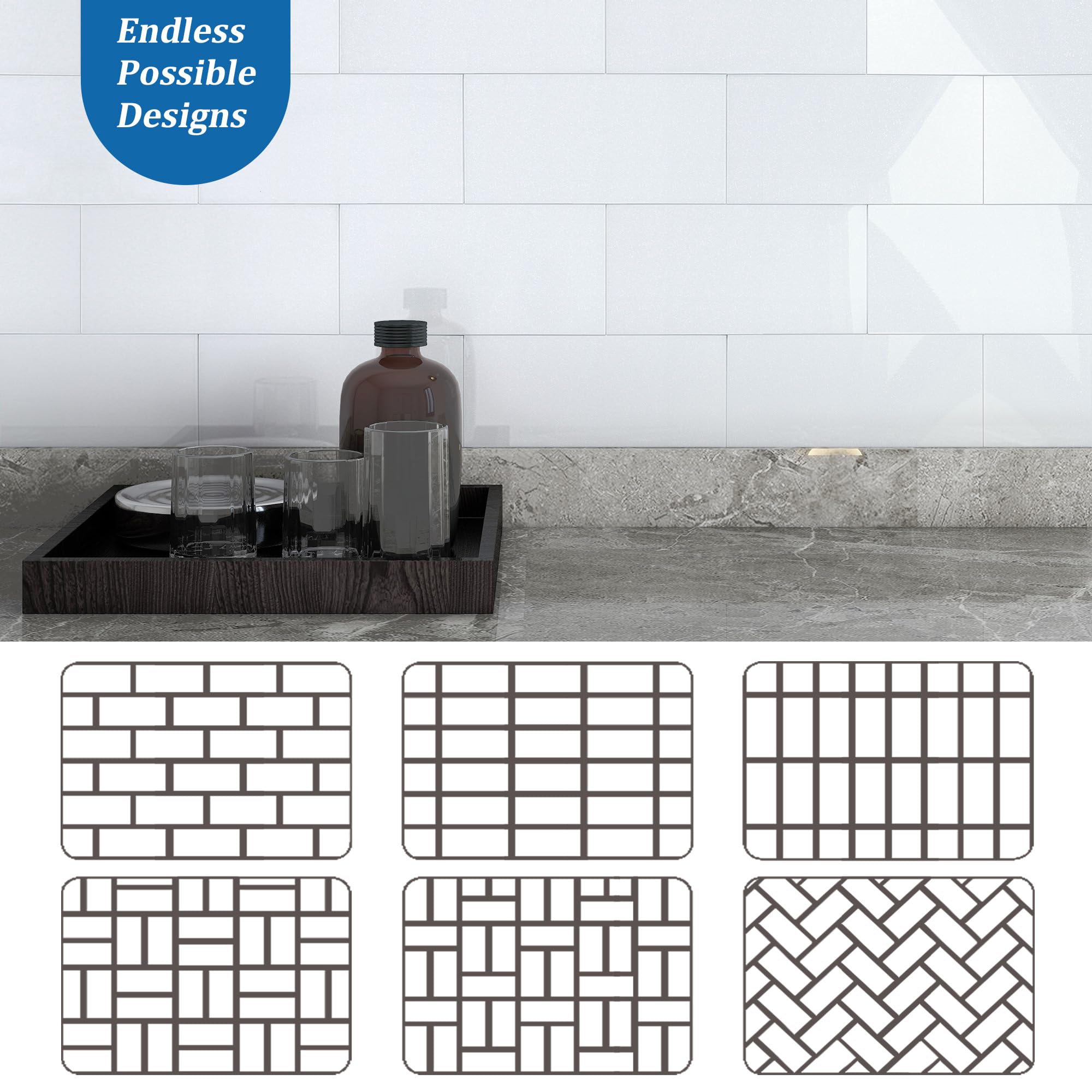 10x20 Inch White Subway Tile Peel and Stick Backsplash - Waterproof Self-Adhesive Wall Tiles (23 Pack) - Perfect for Kitchen, Bathroom, Laundry Room & RV Remodeling