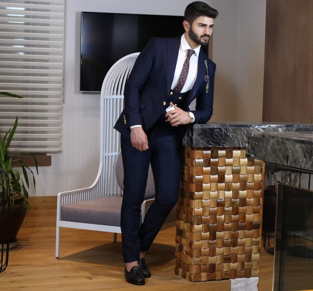 3 Piece Slim Fit Wedding Suit for Men - Tuxedo Blazer Vest & Pants Set - Formal Prom Suits for Groom, Groomsmen & Special Occasions - Perfect for Weddings, Proms & Black Tie Events