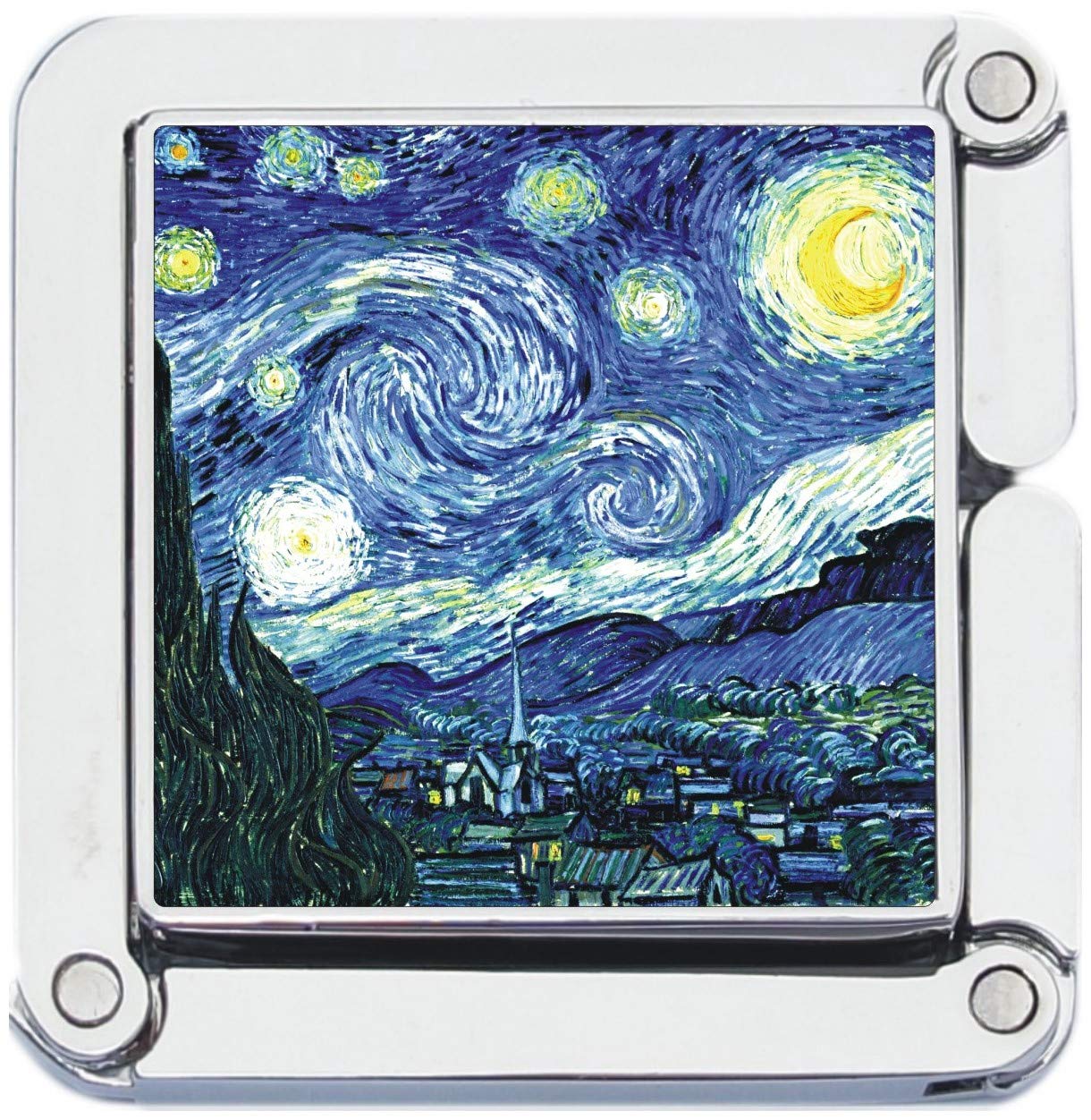 Starry Night Square Purse Hanger - Elegant Bag Hook for Restaurants, Bars & Shopping - Anti-Slip Tabletop Handbag Holder - Women's Fashion Accessory for Parties, Travel & Daily Use