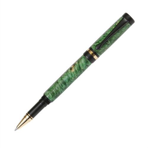 Lanier Pens Classic Rollerball Pen - Premium Black Enamel Plating with Green Box Elder Wood - Elegant Writing Instrument for Office, Business Gifts & Professional Use