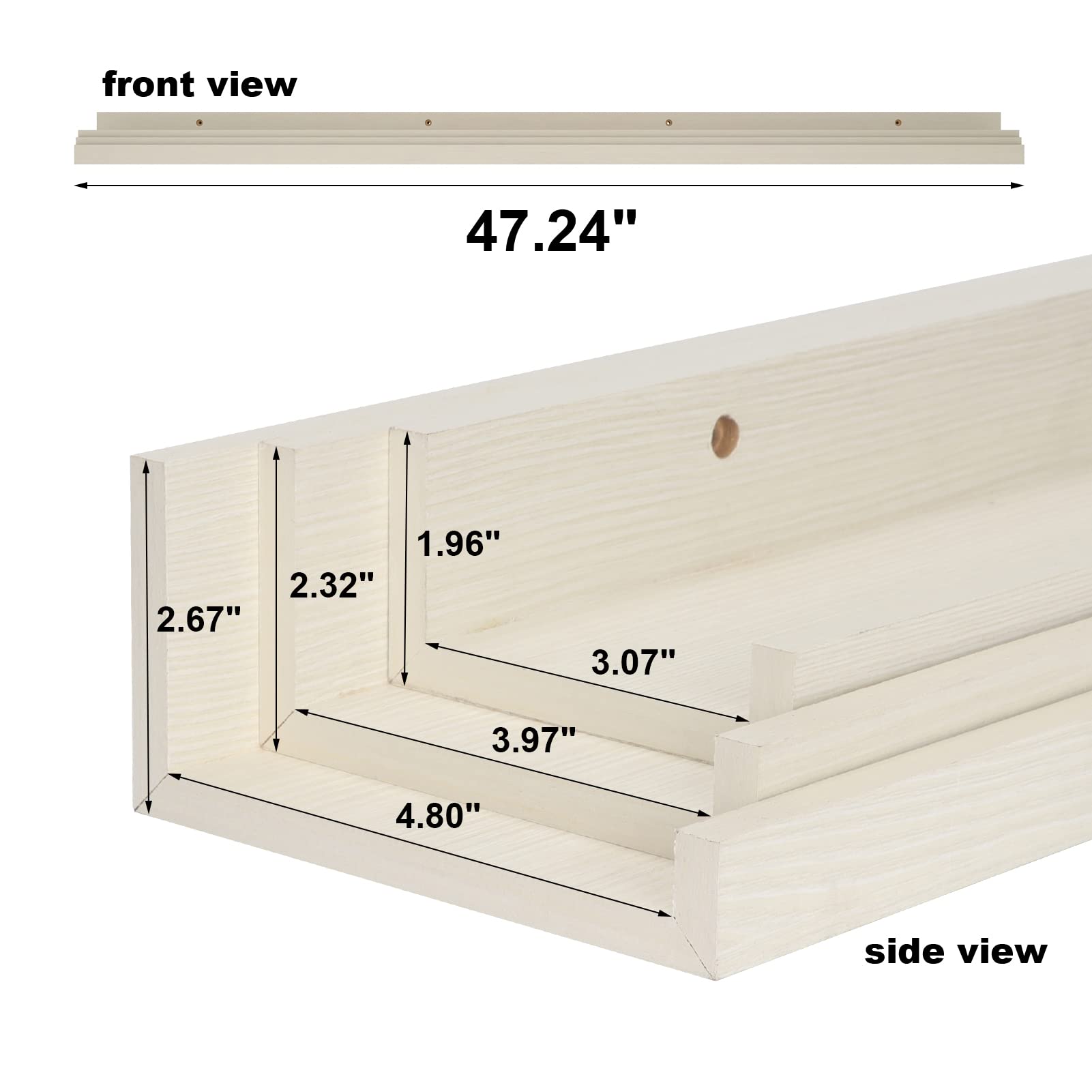 Giftgarden 47 Inch Floating Shelves Set of 3 - Creamy White Beige Wood Grain Wall Shelves for Living Room, Bedroom, Nursery & Office - Perfect for Displaying Photos, Books & Decor