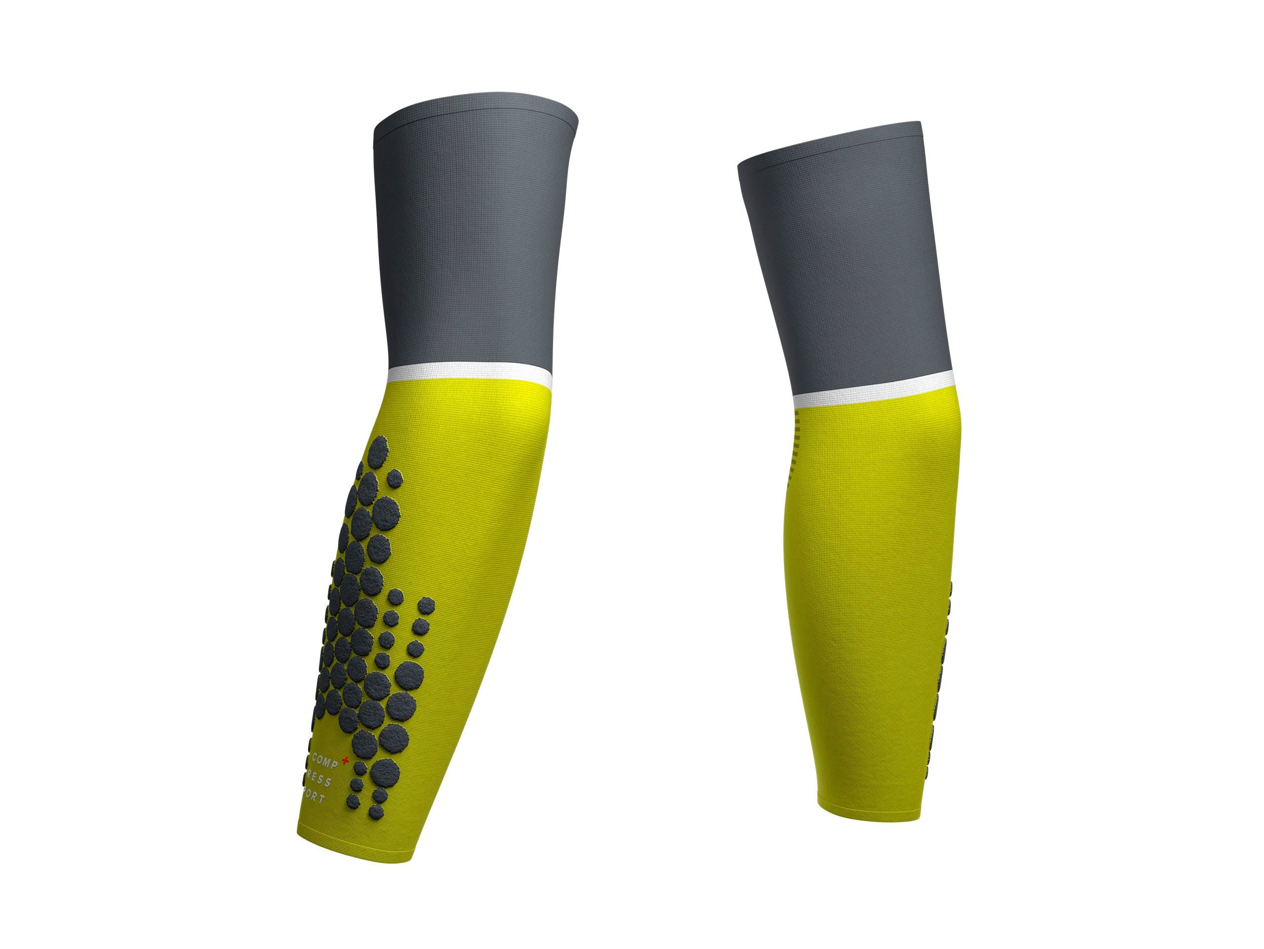 Compressport Unisex Arm Force Ultralight Running Arm Sleeves - Lime/Grey (SU00008B_607) | UV Protection & Muscle Support for Cycling, Hiking & Outdoor Sports