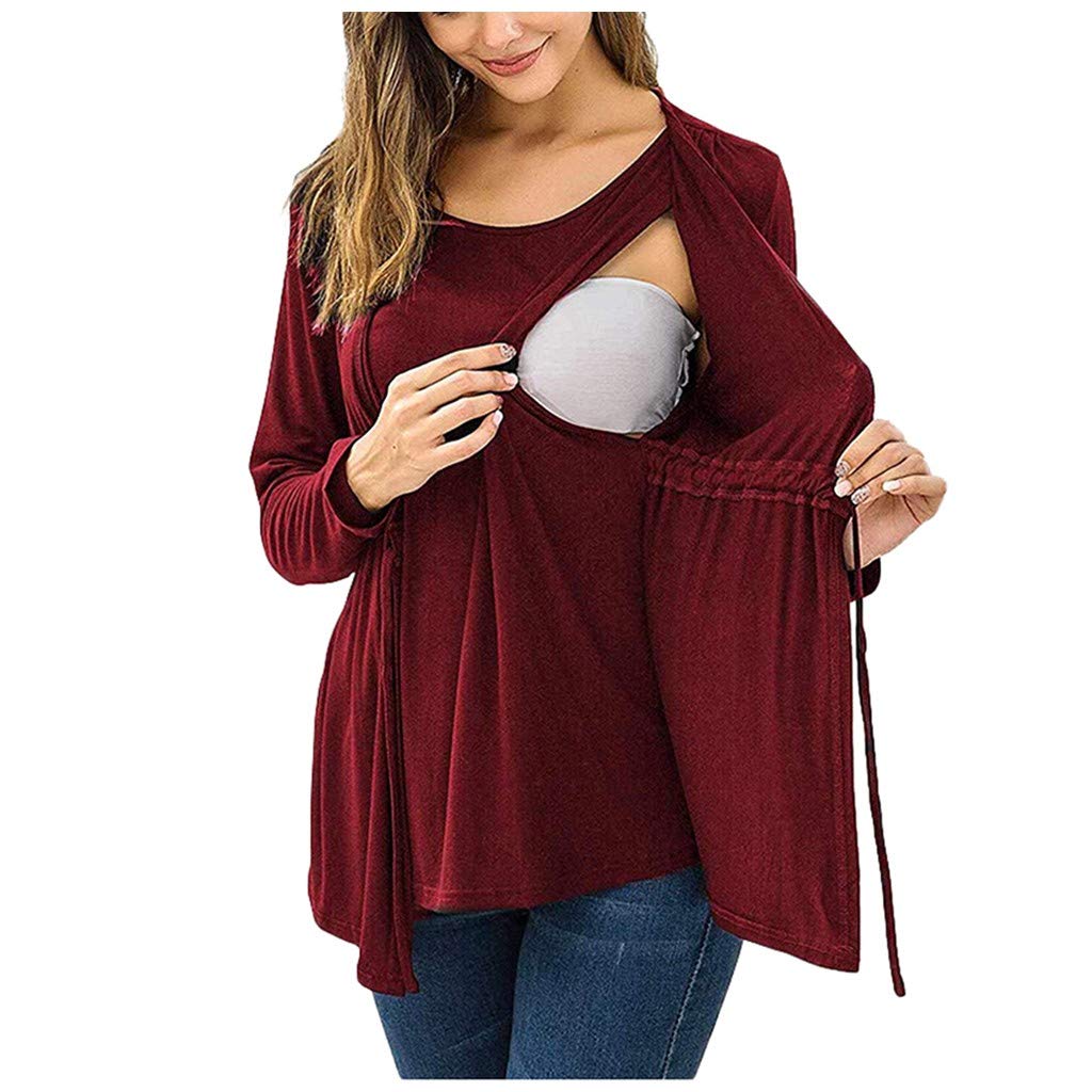 **Maternity Activewear Nursing Blouse - Breathable Summer Pregnant Clothes for Breastfeeding Women | Solid & Striped Design | Perfect for Yoga, Workouts & Nursing Comfort**