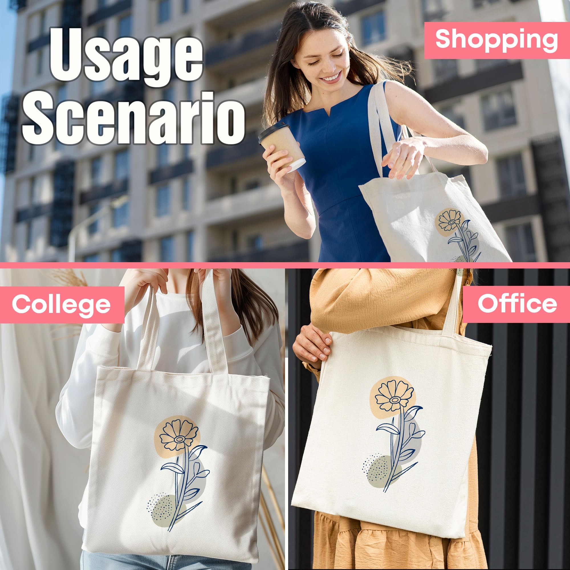 Stylish Canvas Zip Tote Bag for Women - Durable College Tote with Zipper Closure - Perfect for School, Work, Travel & Shopping (1 Piece)