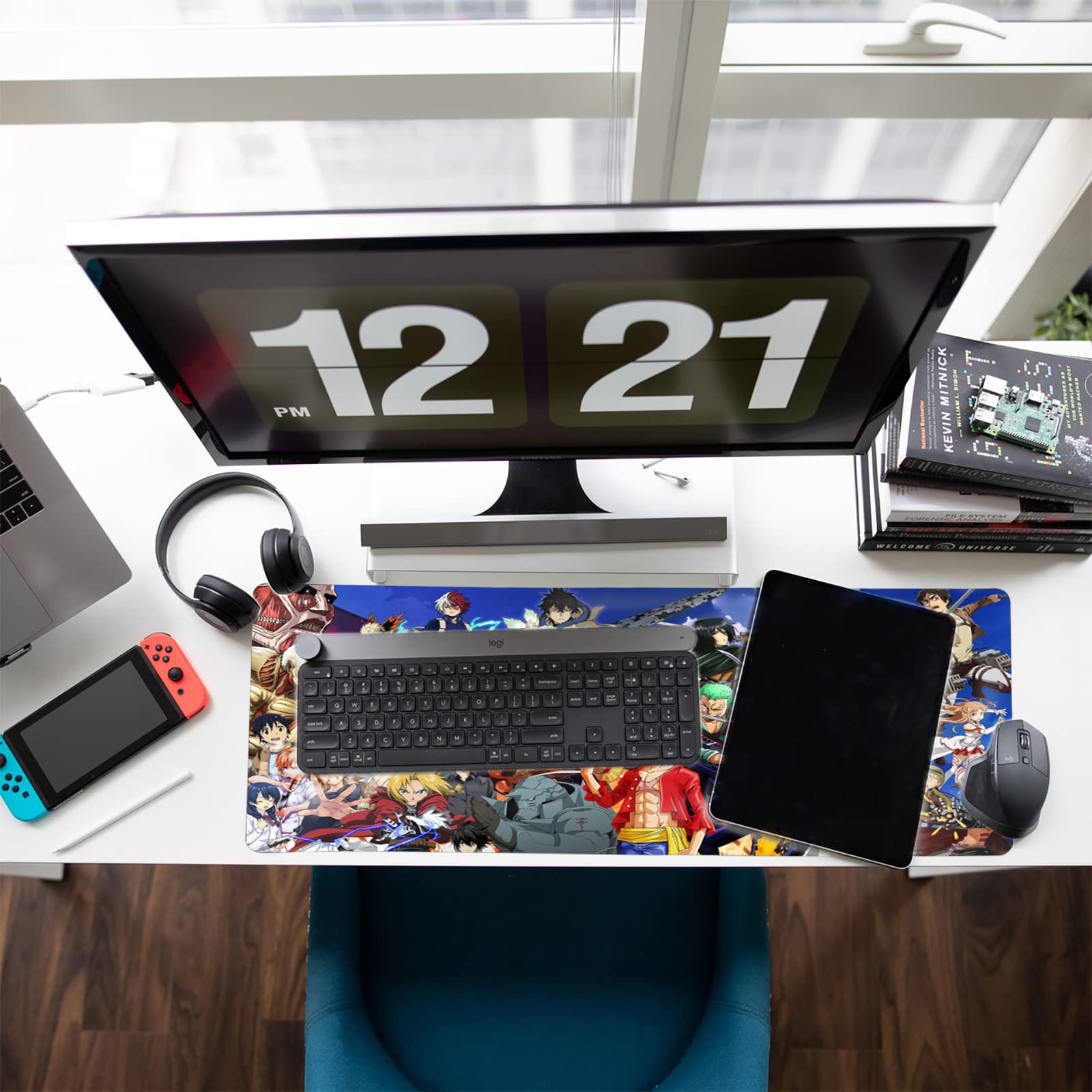 Anime Gaming Mouse Pad - Large Non-Slip Rubber Desk Mat for Computer, PC & Laptop (31.5x11.8x0.12 Inch) - Perfect for Office Work, Gaming & Anime Enthusiasts