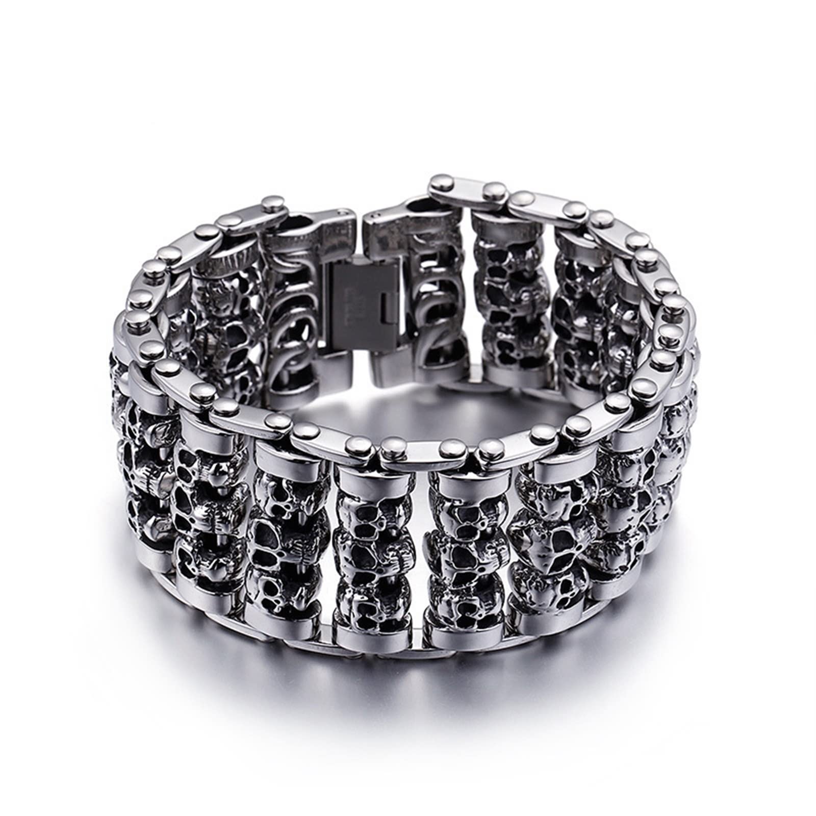 **Men's Black Cuban Link Bracelet - Stainless Steel Skeleton Bangle for Men | Stylish & Durable Jewelry for Casual Wear, Parties & Gifts**