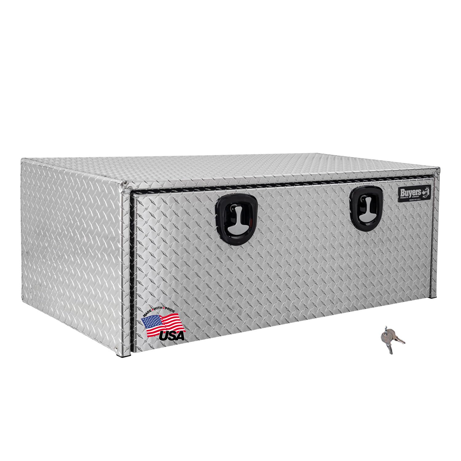 Diamond Tread Aluminum Underbody Truck Tool Box with Compression Latch - 18 x 24 x 48 Inch Heavy Duty Storage Box | Made in USA | Perfect for Truck Organization & Job Site Storage | Weatherproof & Secure Tool Compartment for Contractors & Work Trucks