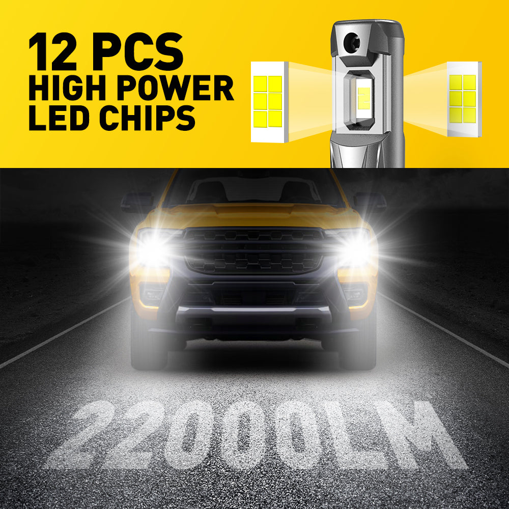 AUXITO H11 LED Headlight Bulbs - 22000LM 120W Super Bright 600% Brighter Wireless H11 Bulbs, 6500K Cool White H8 H9 Compatible, Pack of 2 - Perfect for Night Driving, Foggy Conditions & Off-Road Adventures