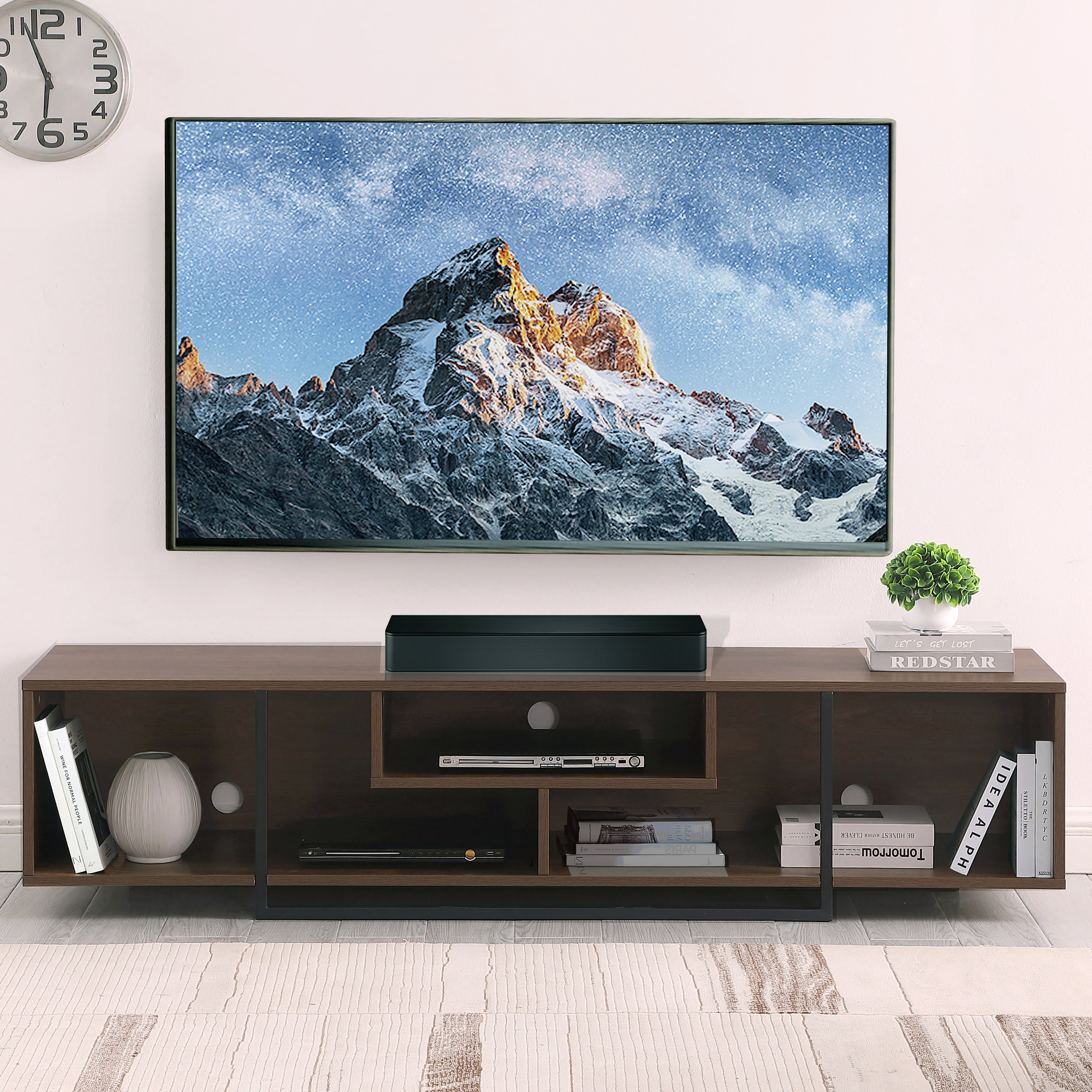 Tauris™ Vader 1800 Dark Oak Open Style Entertainment Unit TV Cabinet - Modern Media Console for Living Room Home Theater Setup