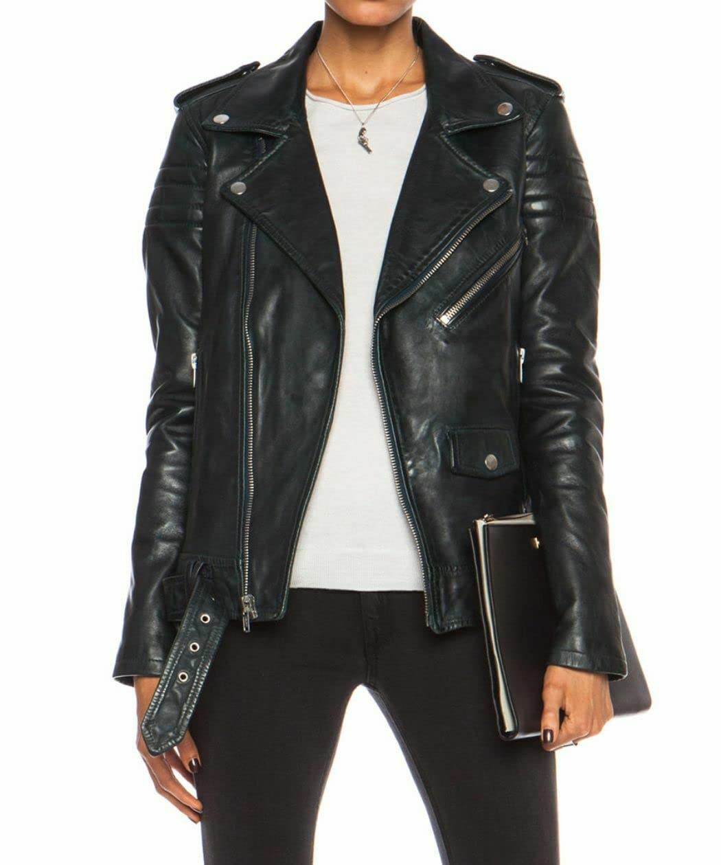SKADO Women's Genuine Leather Jacket - Soft Lambskin Biker Jacket, Slim-Fit Motorcycle Jacket for Women | Perfect for Riding, Casual Outfits & Night Out