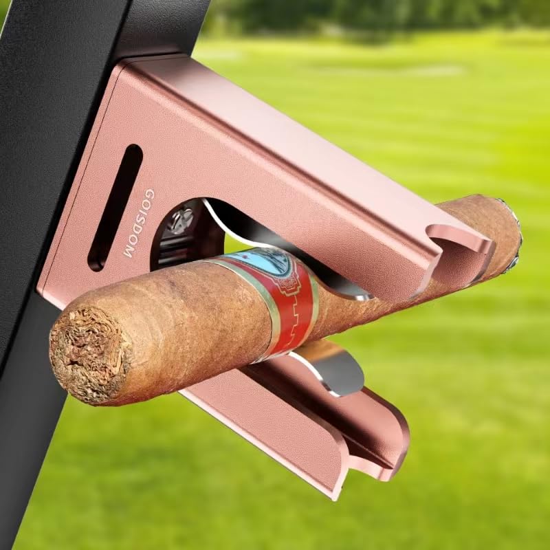 Premium Magnetic Cigar Holder - Strong Aluminum & Steel Golf Accessory with Hook & Loop Strap | Perfect for Golf Carts, Beach Chairs, Fishing Trips | Durable Gift for Cigar Lovers (Pink) | Outdoor Leisure & Car Use