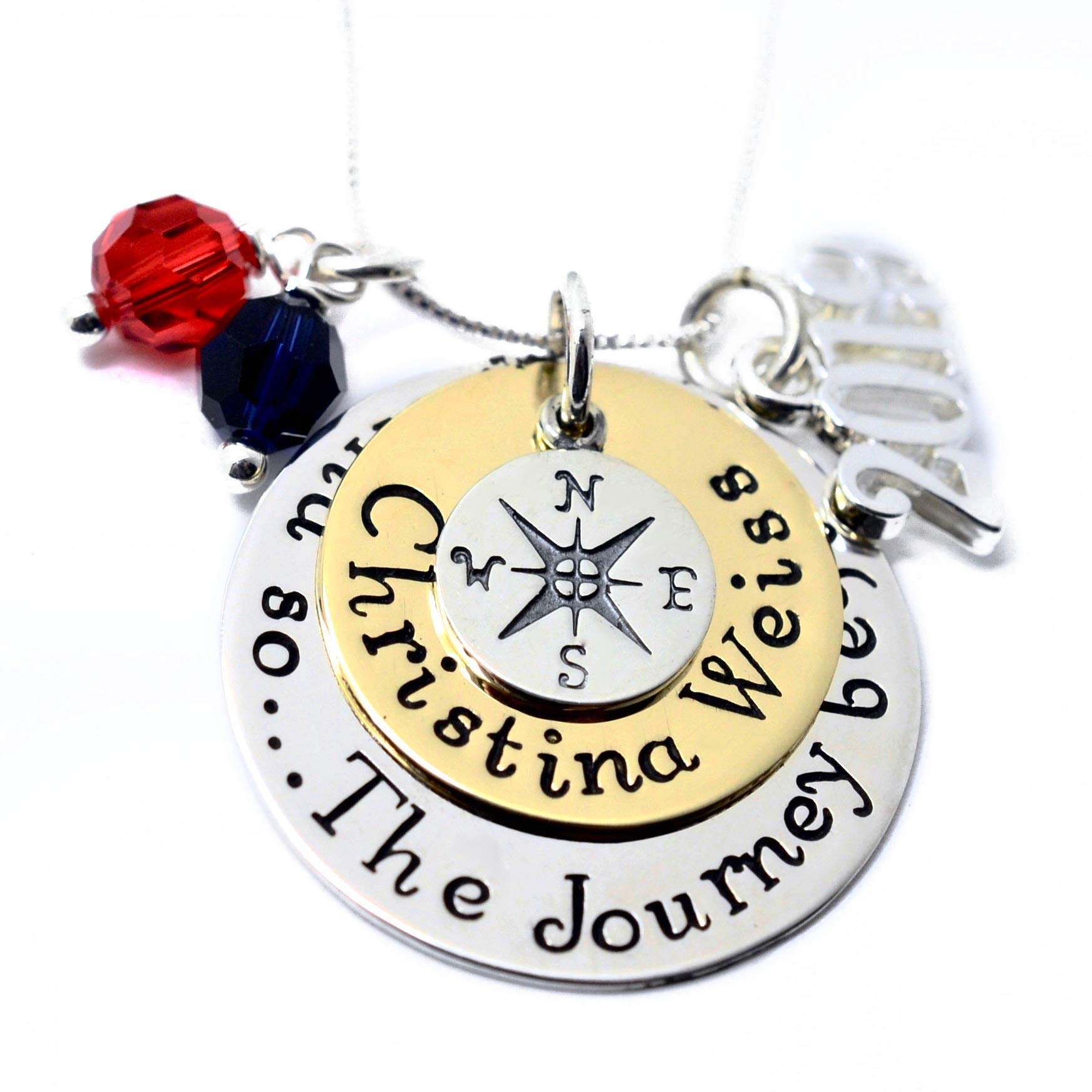 Personalized Graduation Compass Necklace for Women - Custom Engraved Inspirational Jewelry Gift - Perfect for College Grads, High School Graduation, and Life Journey Milestones