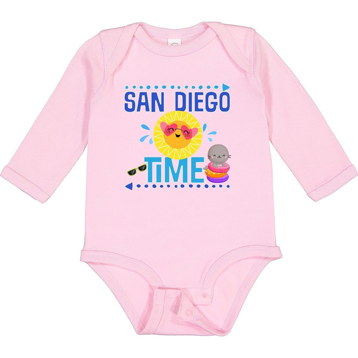 Inktastic San Diego Vacation Cute Beach Long Sleeve Creeper - Soft & Comfortable Baby Bodysuit for Beach Trips & Family Vacations