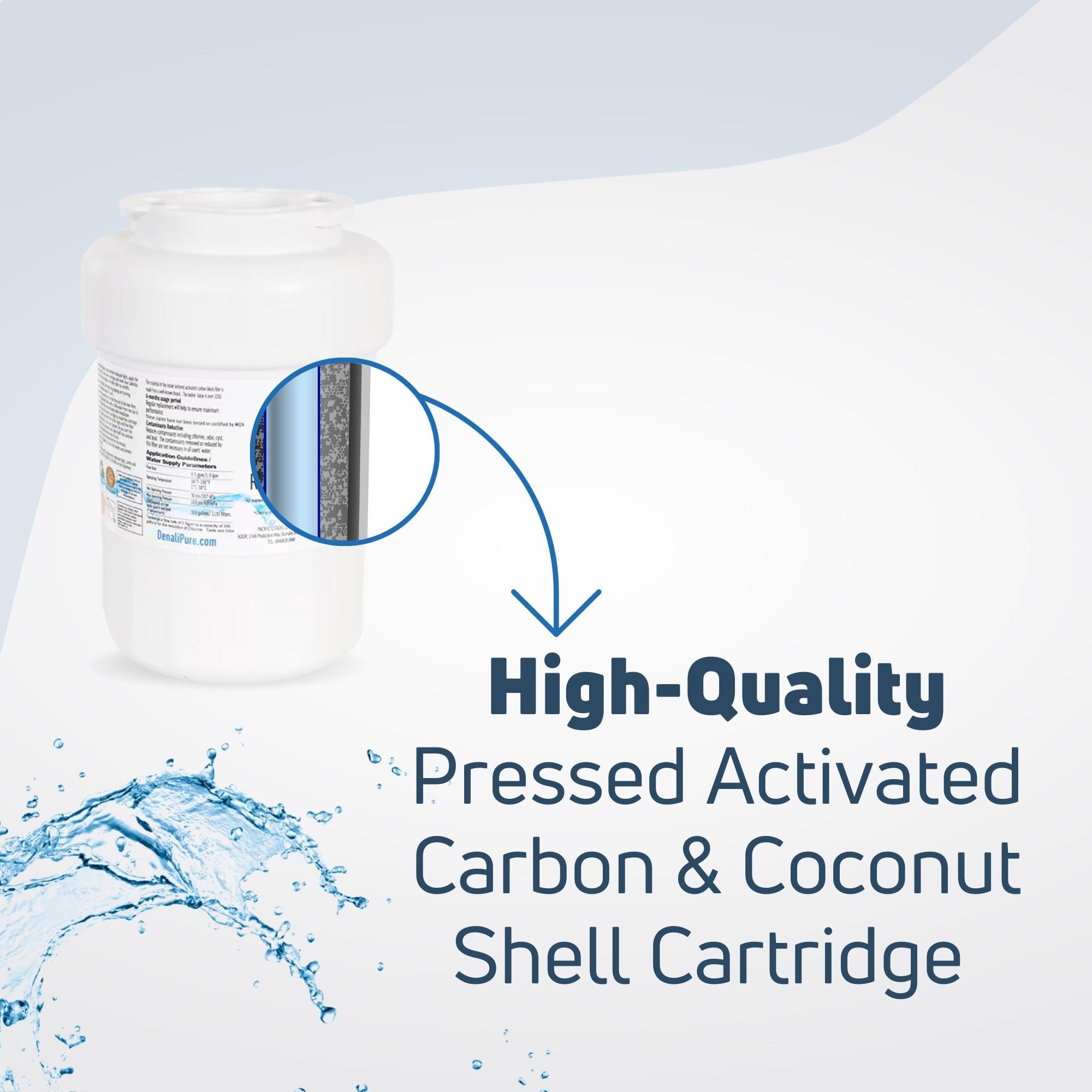 3-Pack GE GSH22JFXLBB Refrigerator Water Filter Replacement - Compatible with GE MWF & MWFP Fridge Water Filters | For Clean Drinking Water & Ice Cubes in Your Kitchen