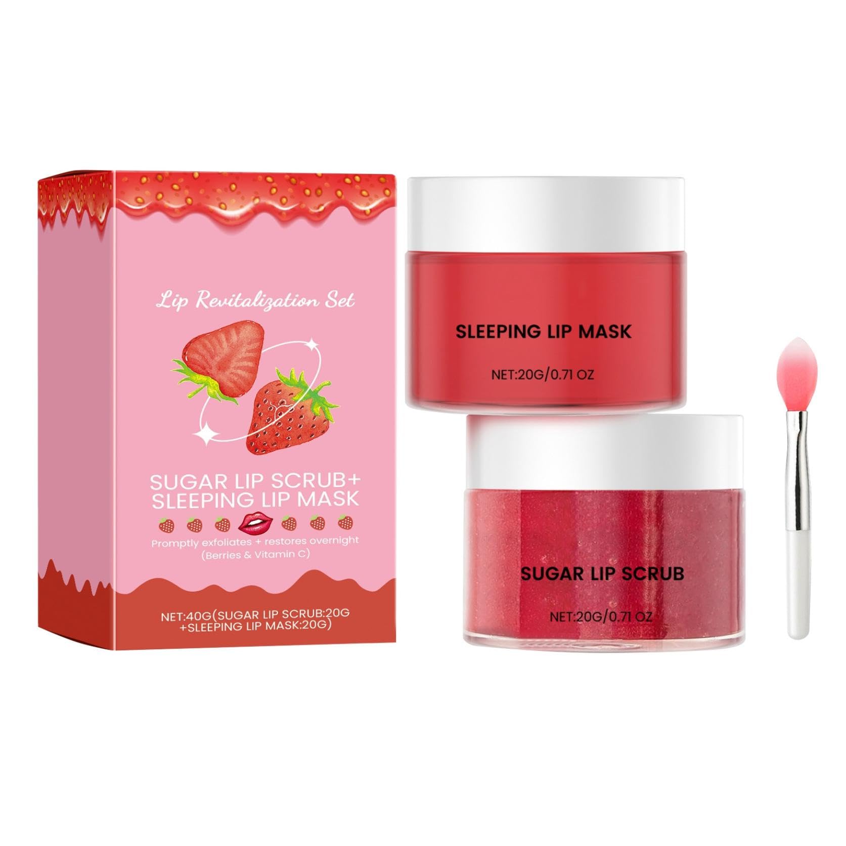 Exfoliating Lip Scrub & Hydrating Lip Mask Set - Overnight Lip Treatment for Dry, Cracked Lips with Vitamin C | Moisturizing & Nourishing Lip Care Kit | Perfect Christmas Gift for Women & Girls | Ideal for Nighttime Lip Care, Winter Lip Protection & Daily Hydration