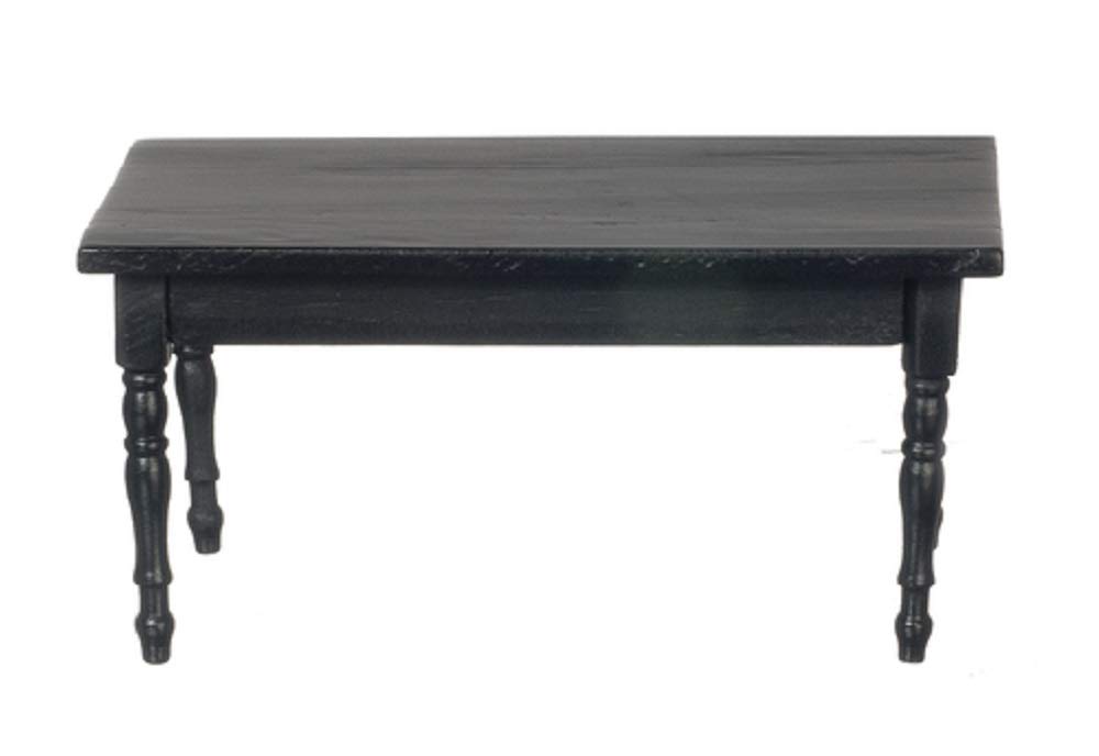 Melody Jane 1:12 Scale Miniature Wooden Black Dining Table - Dollhouse Kitchen & Dining Room Furniture for Realistic Home Decor