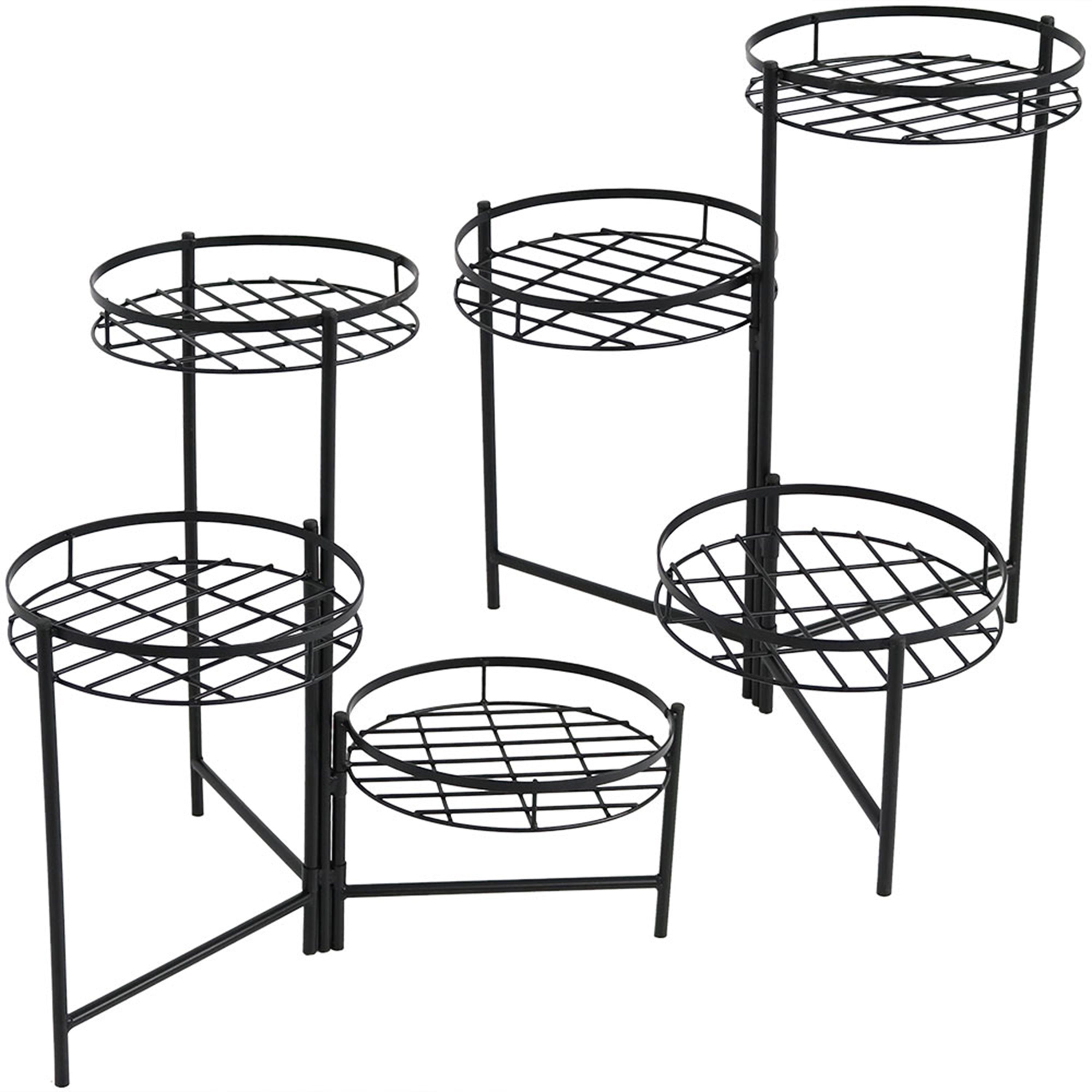 Black 3-Tiered Plant Stand Set of 2 - 22 Inch Height - Perfect for Indoor/Outdoor Garden Decor, Patio, Balcony & Home Organization