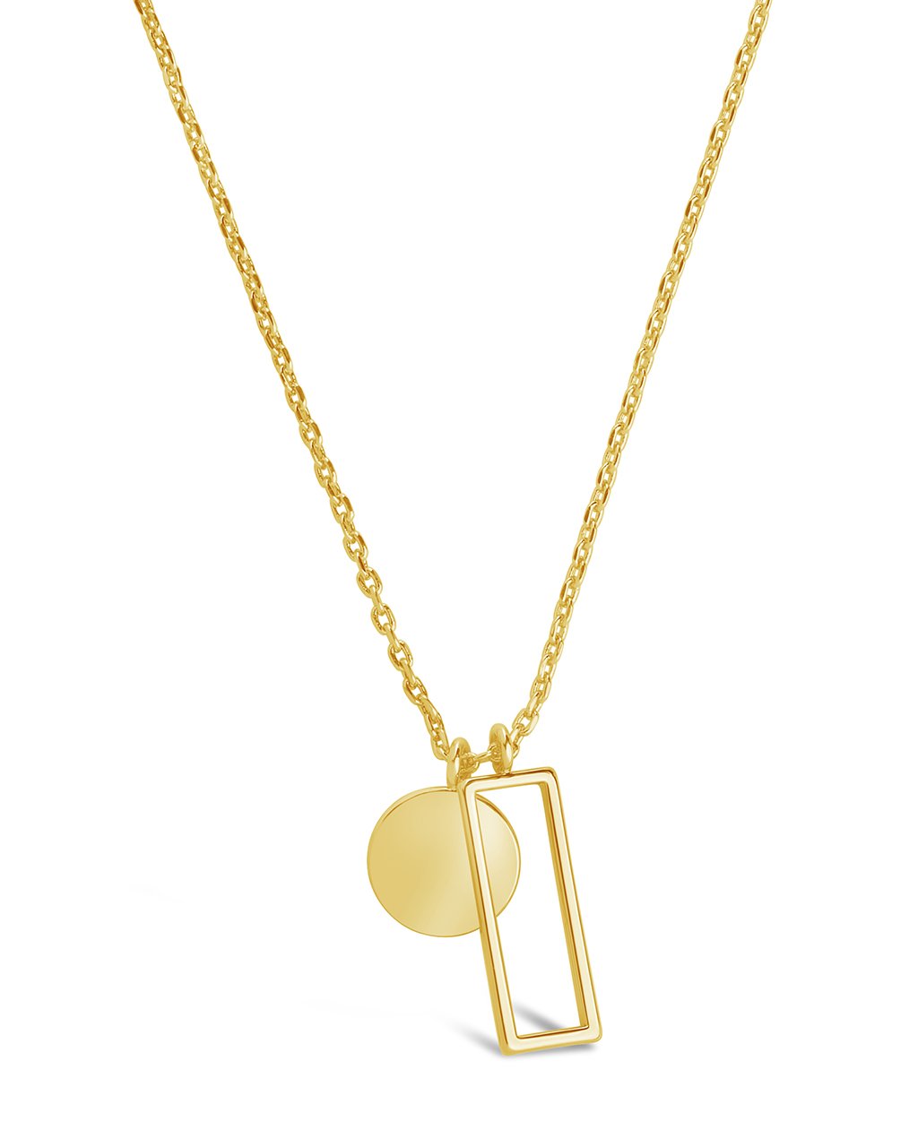 Elegant Open Rectangle & Circle Pendant Necklace for Women - Minimalist Geometric Jewelry for Everyday Wear, Date Night & Special Occasions