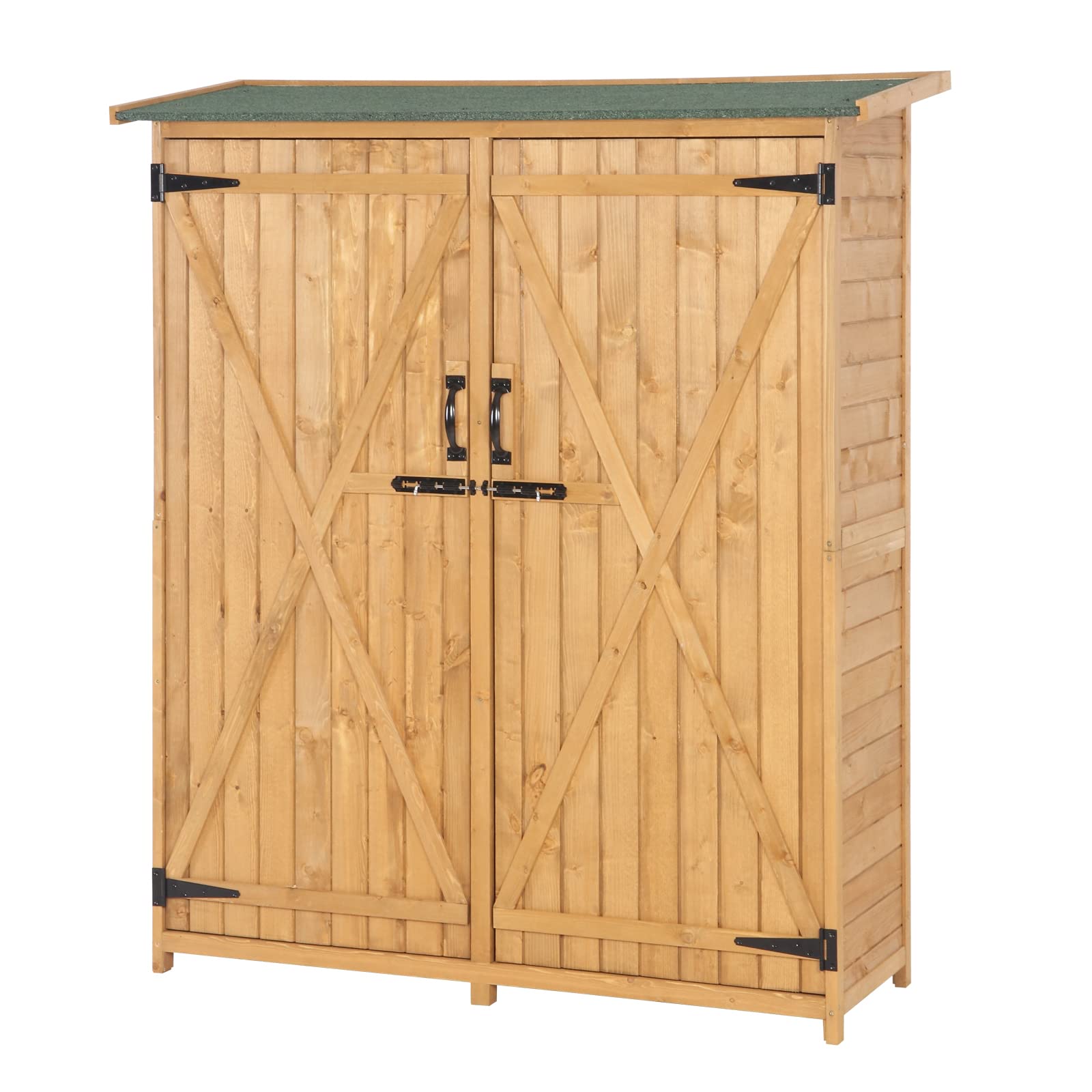 VINGLI Upgraded Extra Large Outdoor Wooden Storage Shed - Weatherproof Garden Tool Cabinet with 2 Safety Latches | Perfect for Organizing Lawn Equipment, Yard Tools & Patio Furniture | Durable Teak Wood Construction for Backyard, Garden & Outdoor Storage Needs